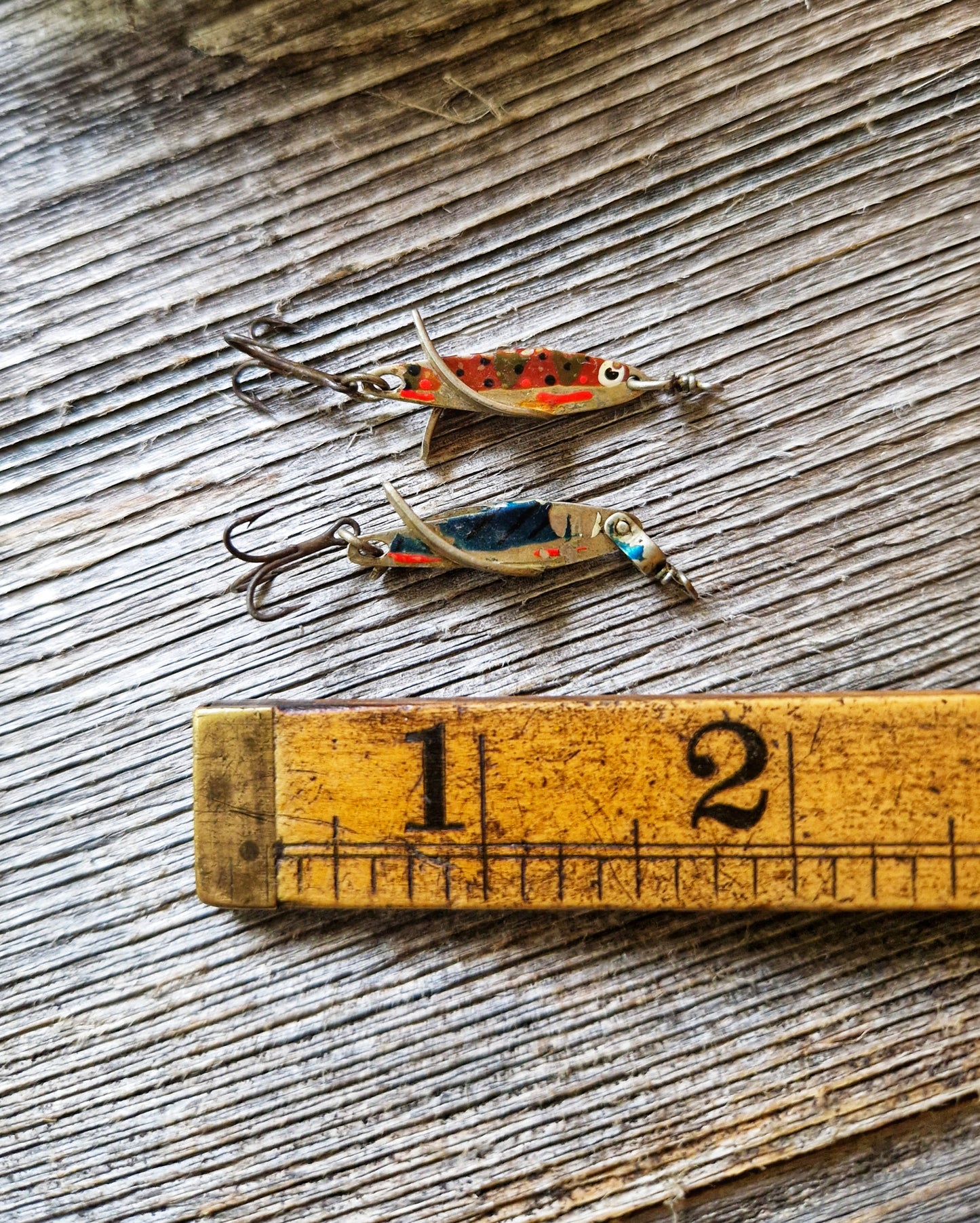 8 Vintage Fishing Lures including Hardy Bros, Mepps | Angling Collectibles in Original Tobacco Tin, c. 1930-1950