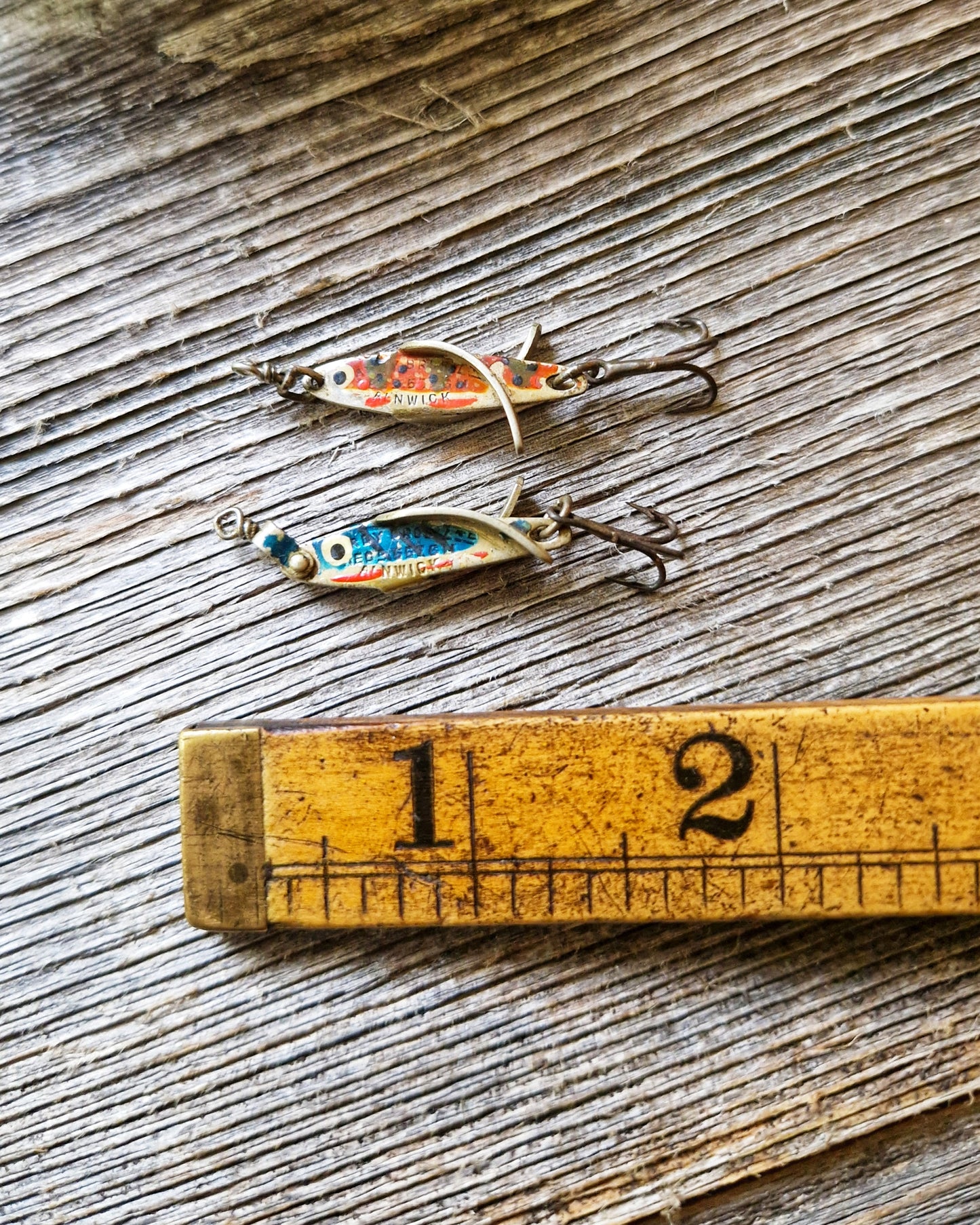 8 Vintage Fishing Lures including Hardy Bros, Mepps | Angling Collectibles in Original Tobacco Tin, c. 1930-1950