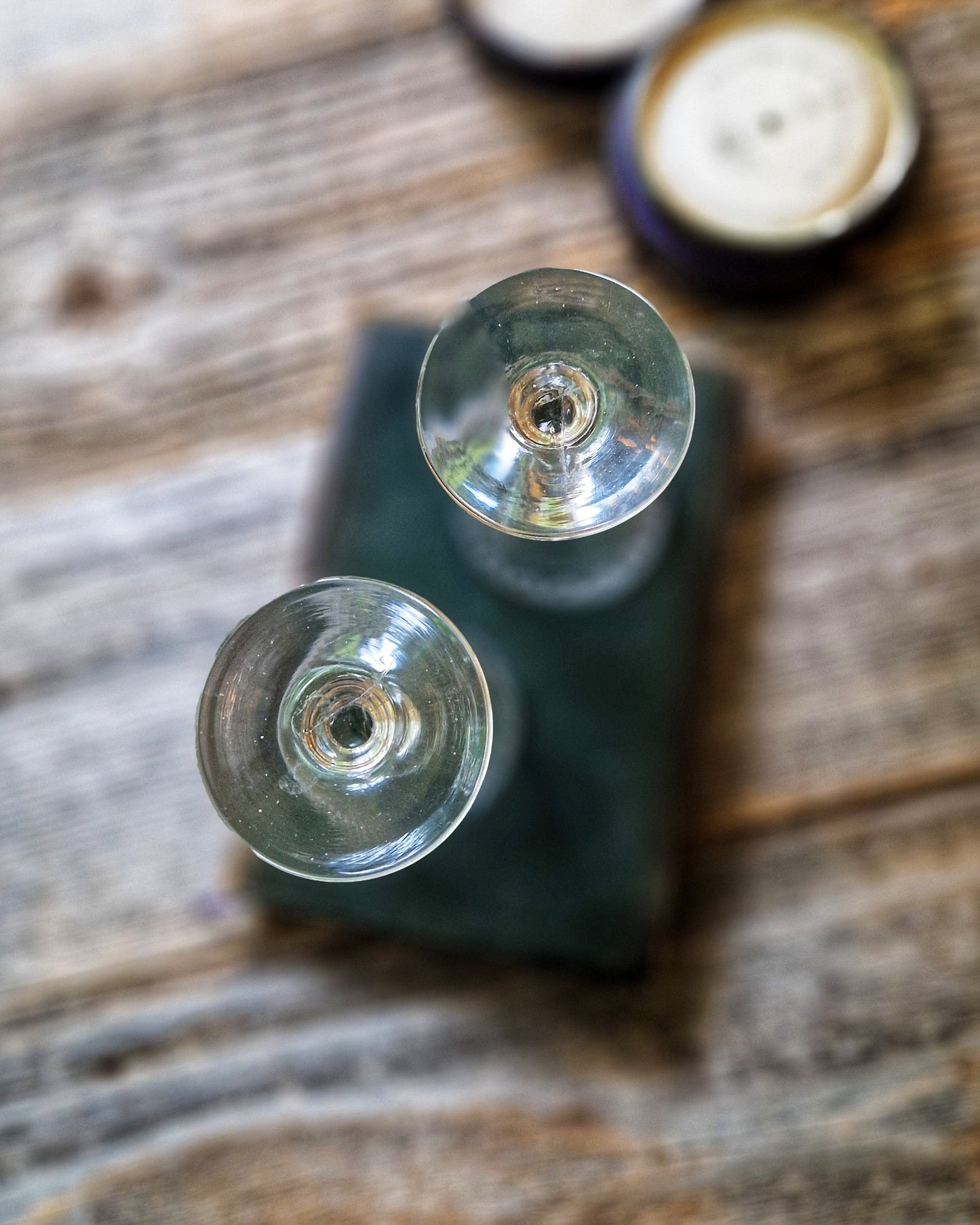 Pair of Edwardian Port Glasses c. 1890-1910 | English Antique Barware, Greek Key Engraving