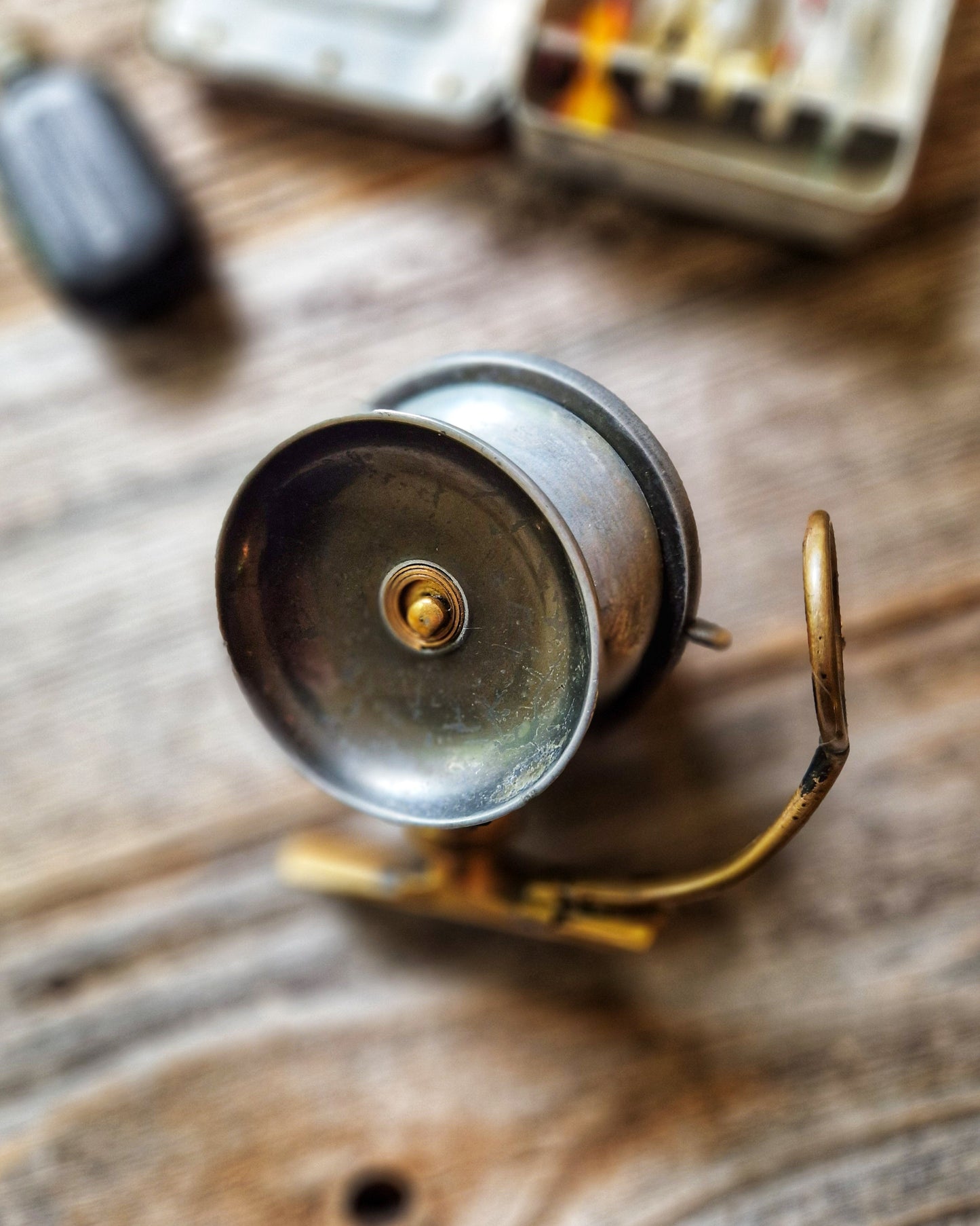 Malloch 3-1/4-Inch Side-Casting Salmon Reel c. 1895-1915 | Antique Alloy & Brass Scottish Fishing Tackle