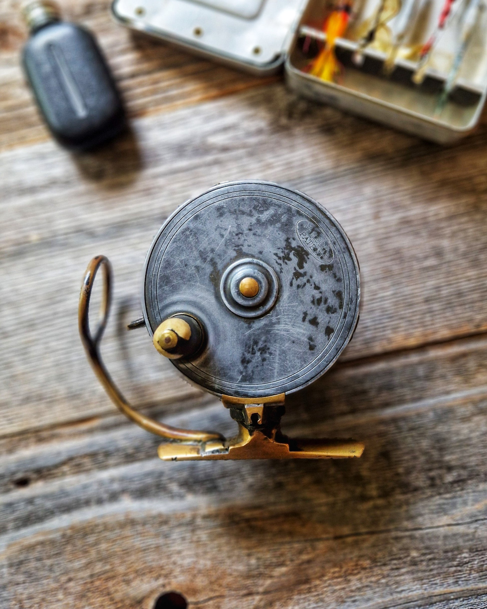 Malloch 3-1/4-Inch Side-Casting Salmon Reel c. 1895-1915 | Antique Alloy & Brass Scottish Fishing Tackle 