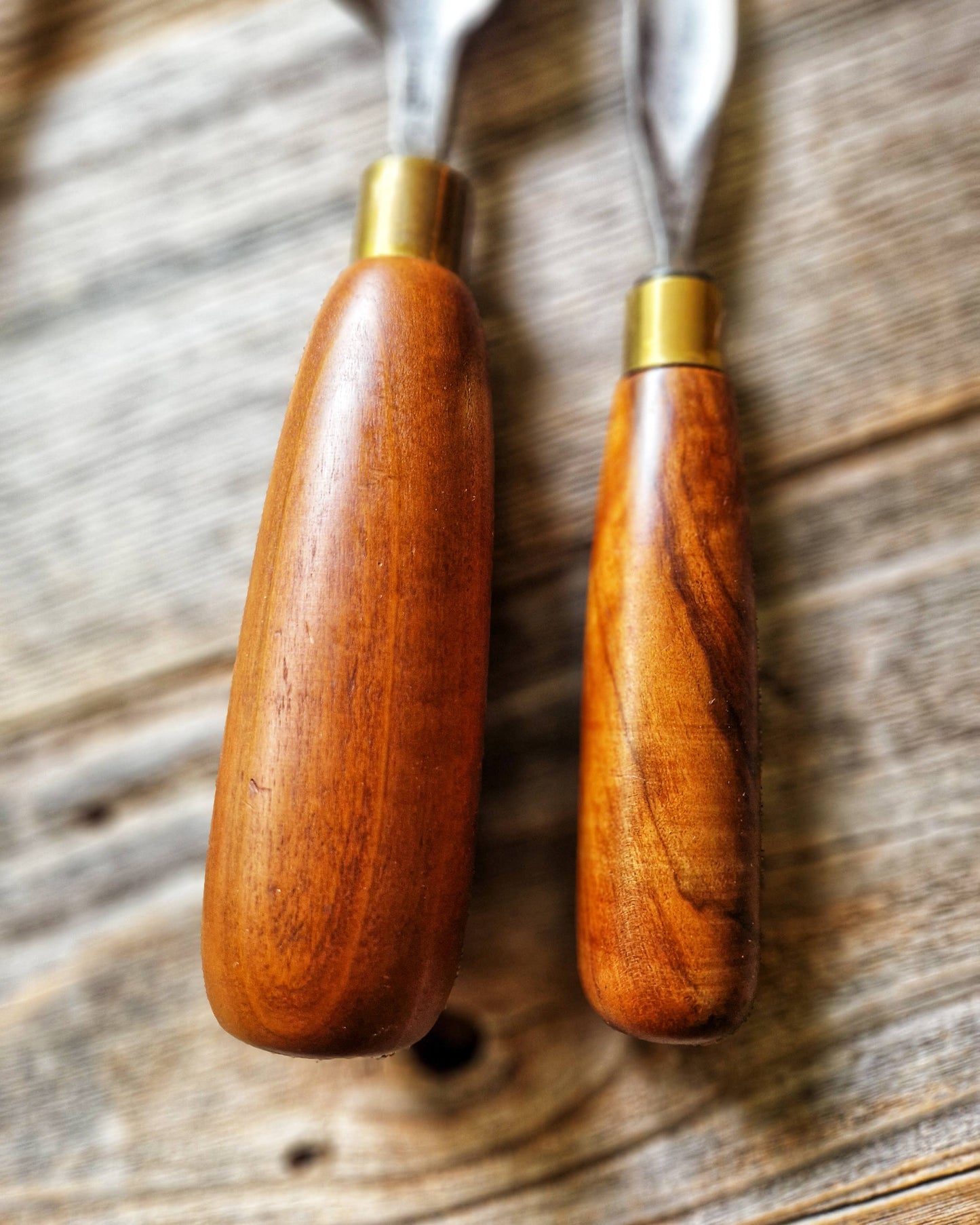 Pair of Vintage Gouge Chisels including F. Woodcock, Sheffield | English Woodworking Tools c. 1939-1957