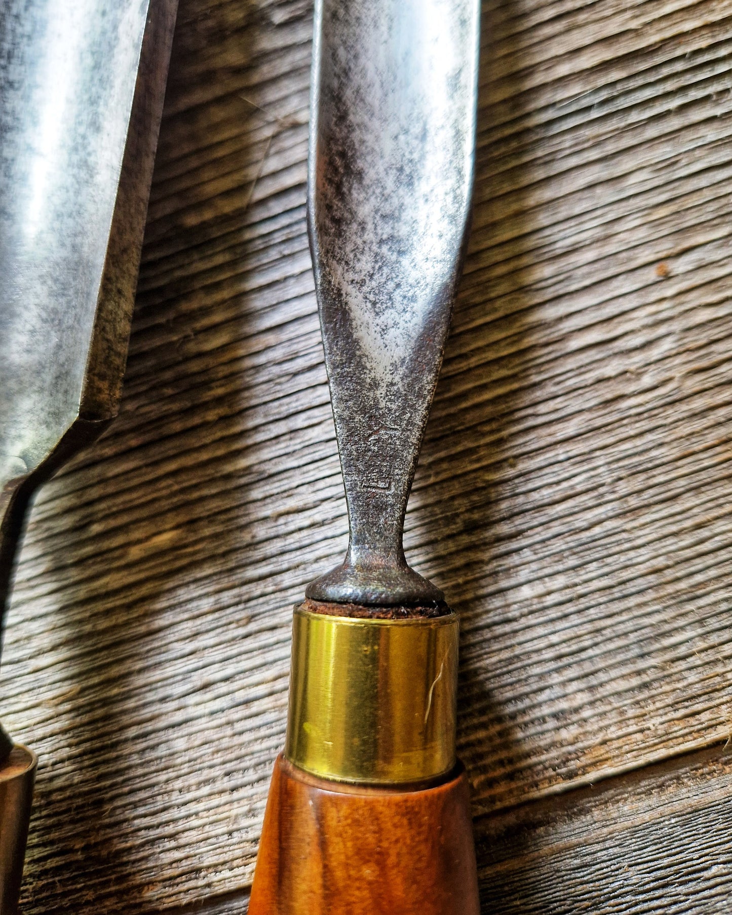 Pair of Vintage Gouge Chisels including F. Woodcock, Sheffield | English Woodworking Tools c. 1939-1957