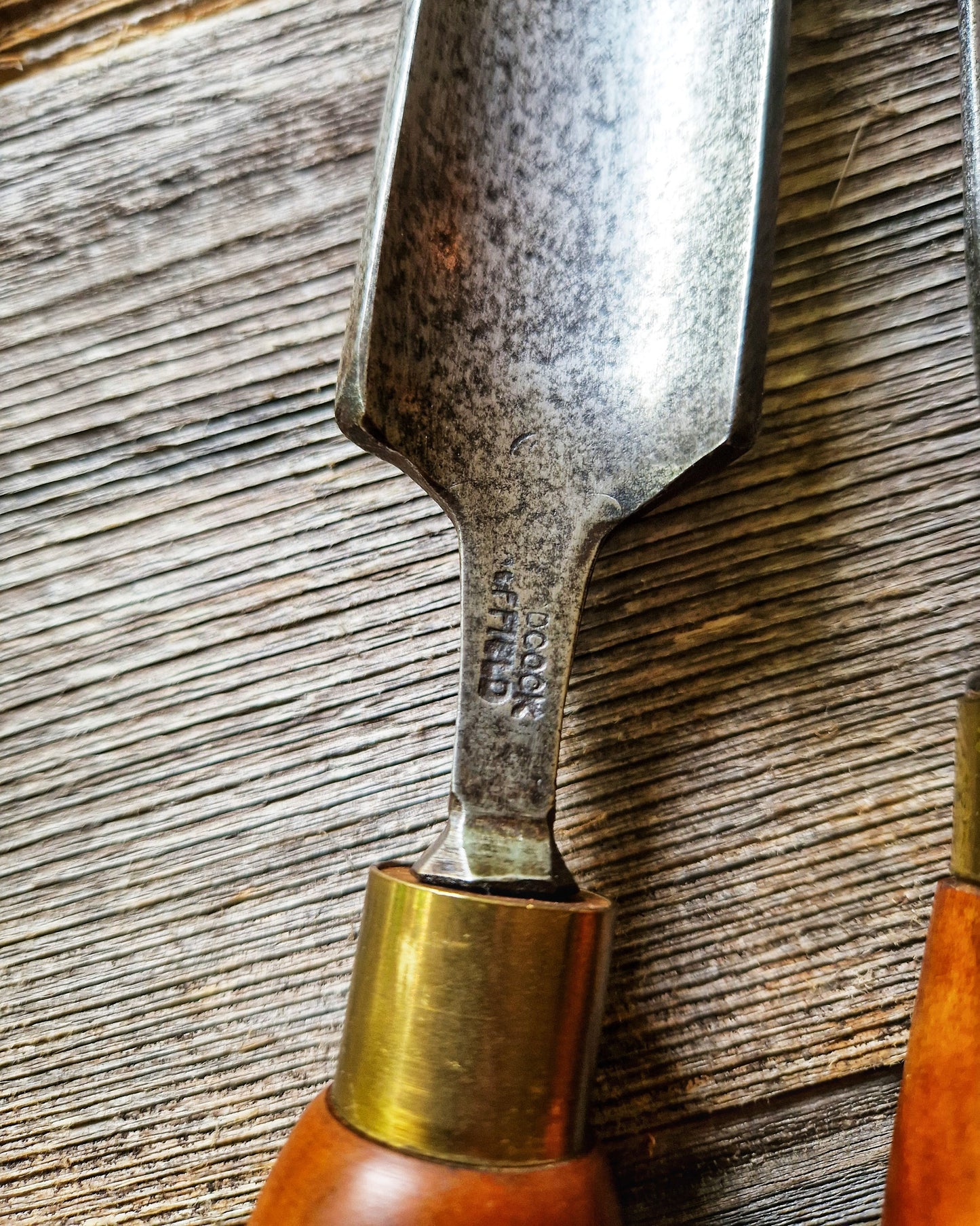 Pair of Vintage Gouge Chisels including F. Woodcock, Sheffield | English Woodworking Tools c. 1939-1957