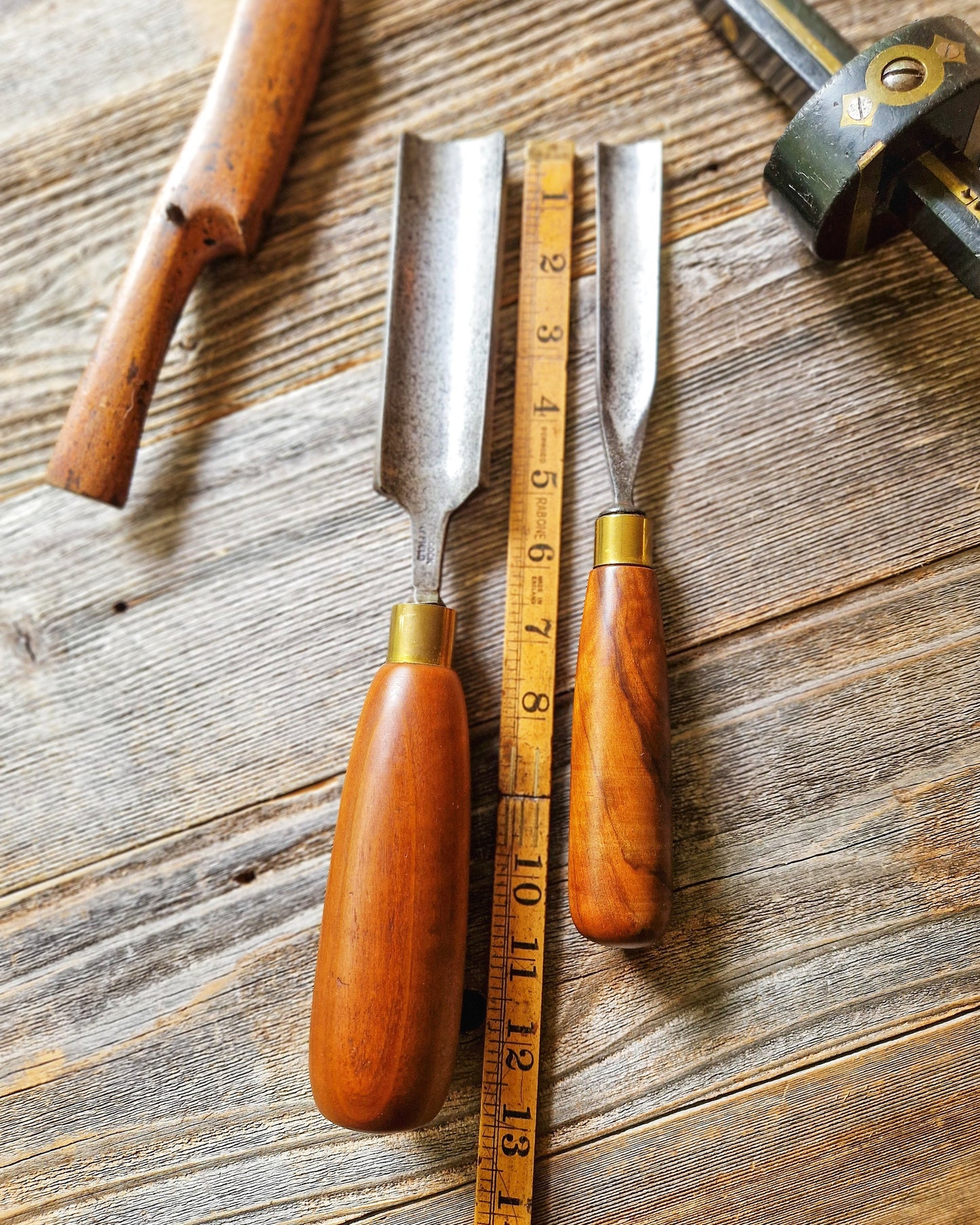 Pair of Vintage Gouge Chisels including F. Woodcock, Sheffield | English Woodworking Tools c. 1939-1957