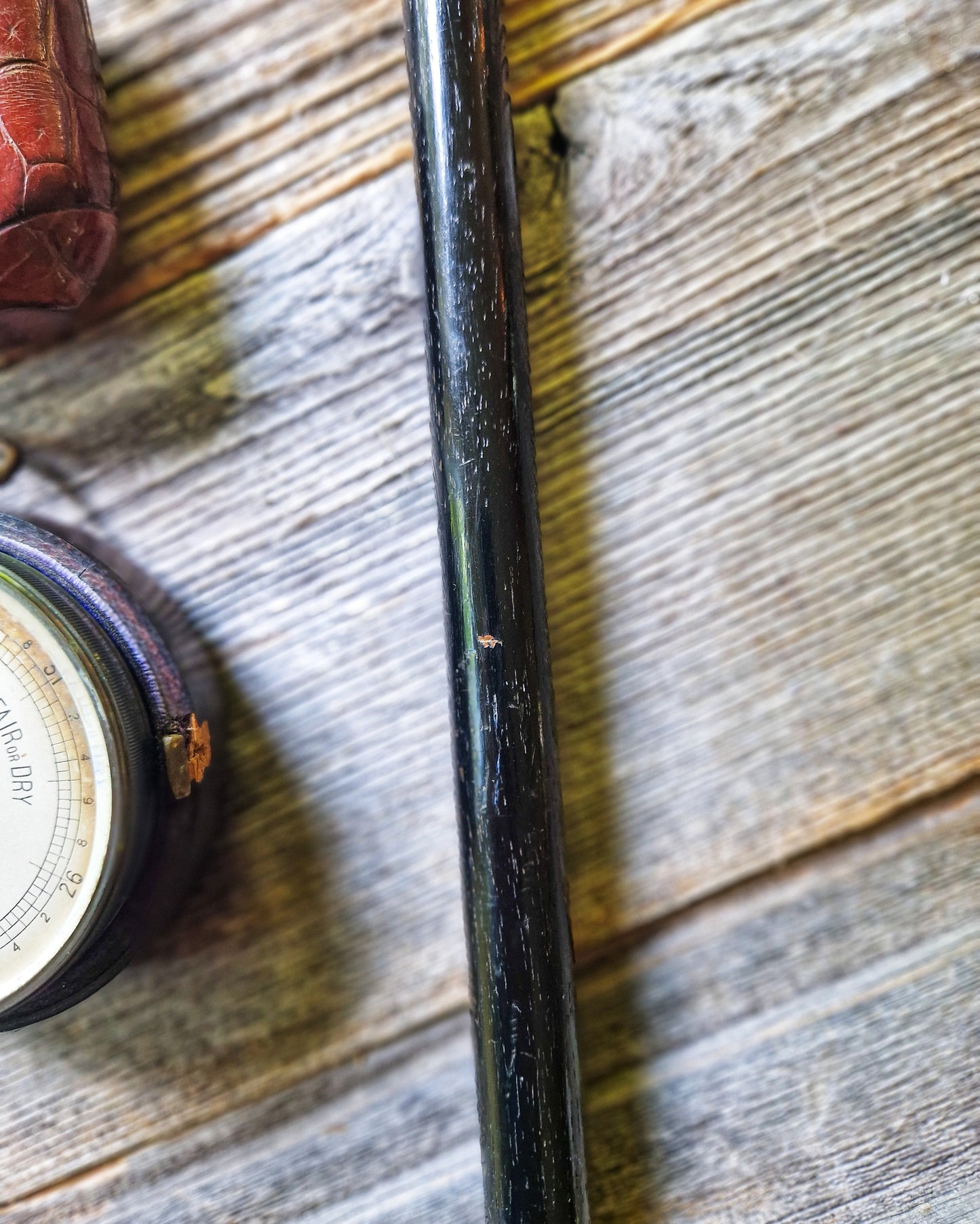 Antique Walking Cane with Sterling Silver Pommel Top and Ebonized Hardwood Shaft | Birmingham 1924-25