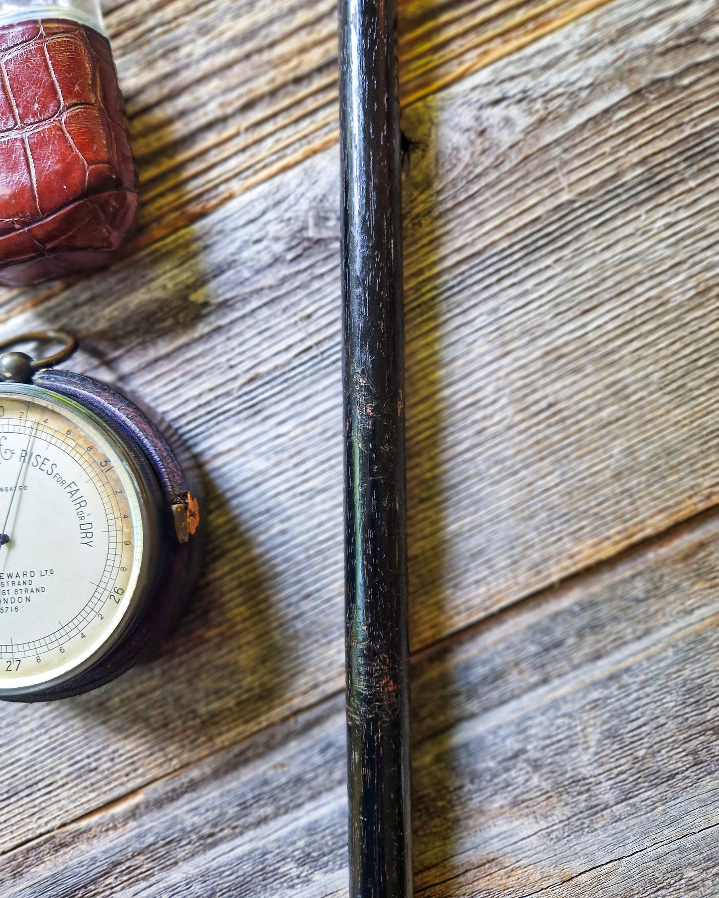 Antique Walking Cane with Sterling Silver Pommel Top and Ebonized Hardwood Shaft | Birmingham 1924-25