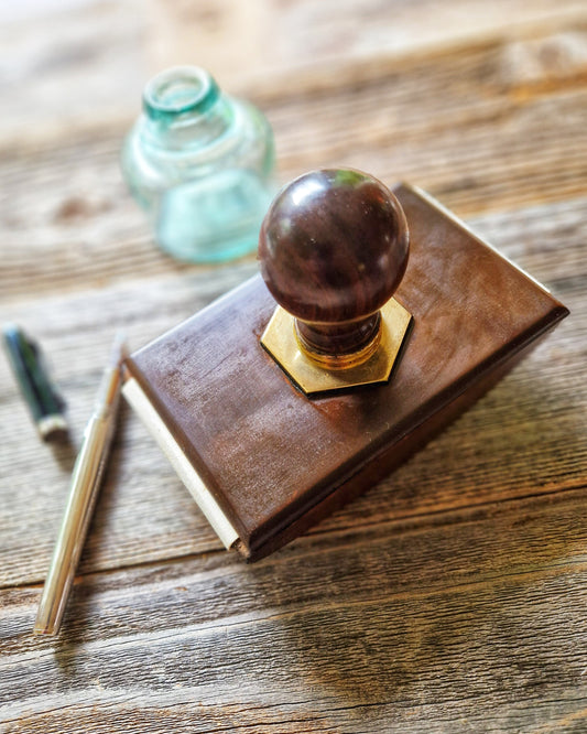 Art Deco Rocker Ink Blotter c. 1935-1950 | Vintage Mahogany & Brass Desktop Accessory