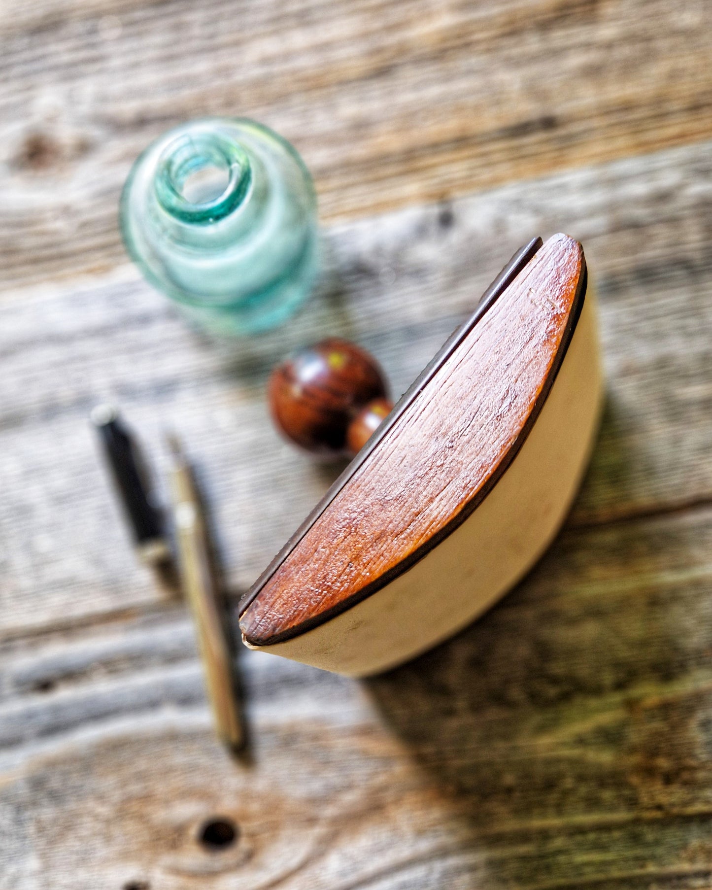 Art Deco Rocker Ink Blotter c. 1935-1950 | Vintage Mahogany & Brass Desk Accessory