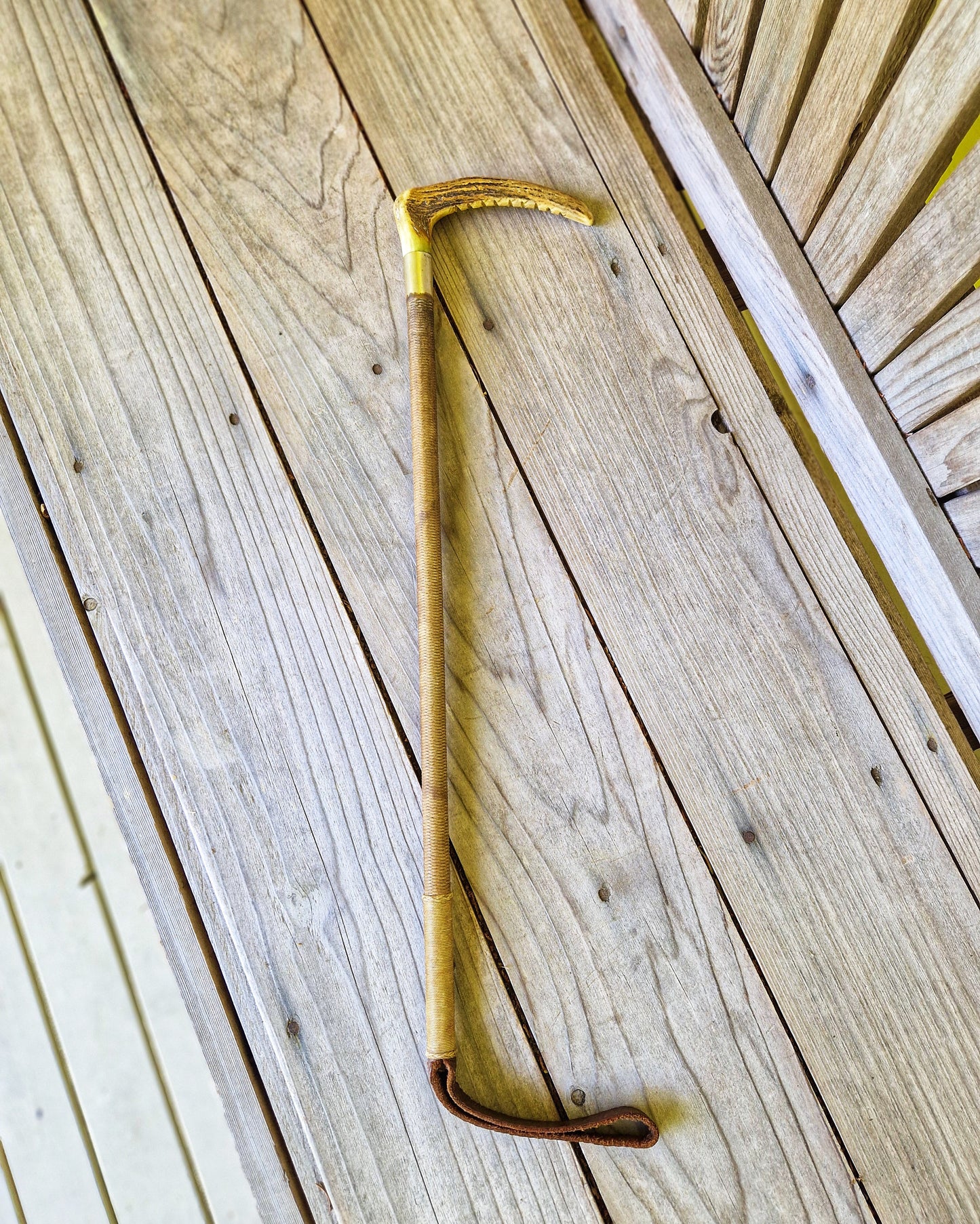 English Antler-Handled Riding Crop c. 1905–1930 | Vintage Equestrian Accessory