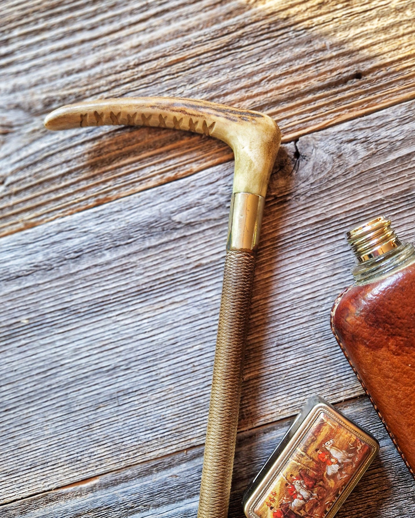 English Antler-Handled Riding Crop c. 1905–1930 | Vintage Equestrian Accessory