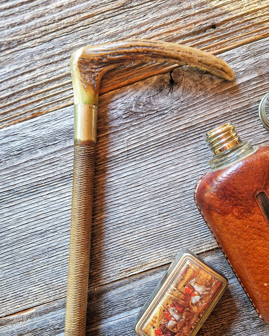 English Antler-Handled Riding Crop c. 1905–1930 | Vintage Equestrian Accessory