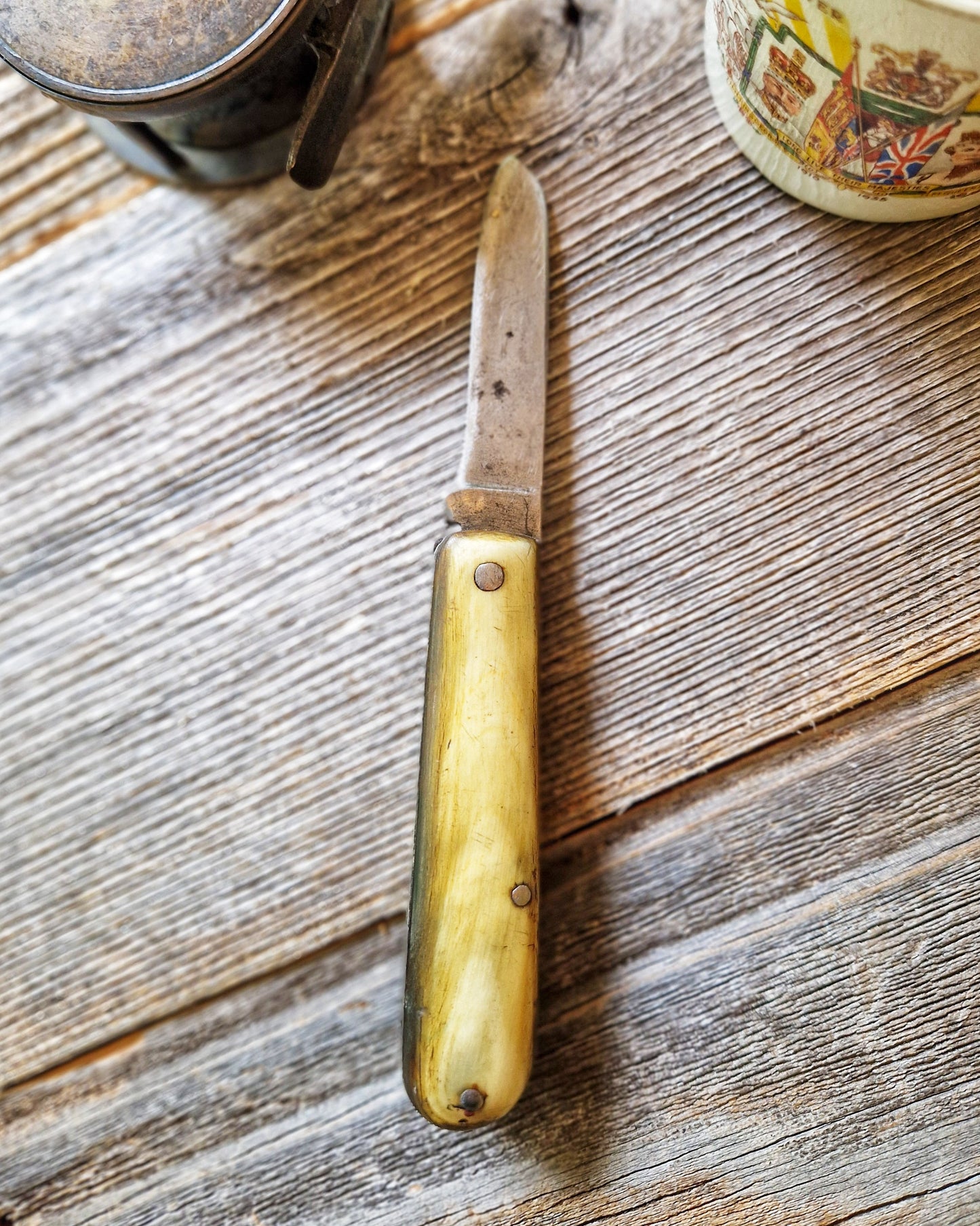 Vintage Pocket Knife by Rowbotham, Sheffield c. 1925-1940 | English Bone-Handled Loom Knife