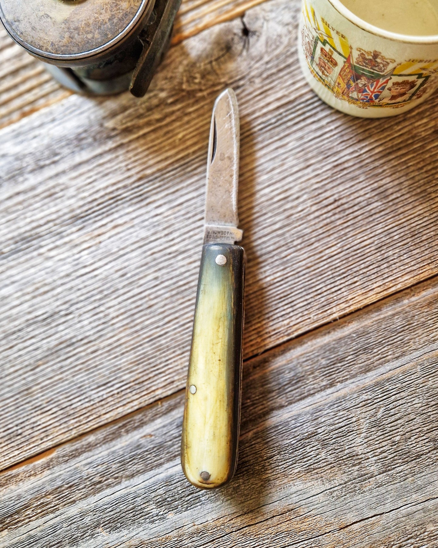 Vintage Pocket Knife by Rowbotham, Sheffield c. 1925-1940 | English Bone-Handled Loom Knife
