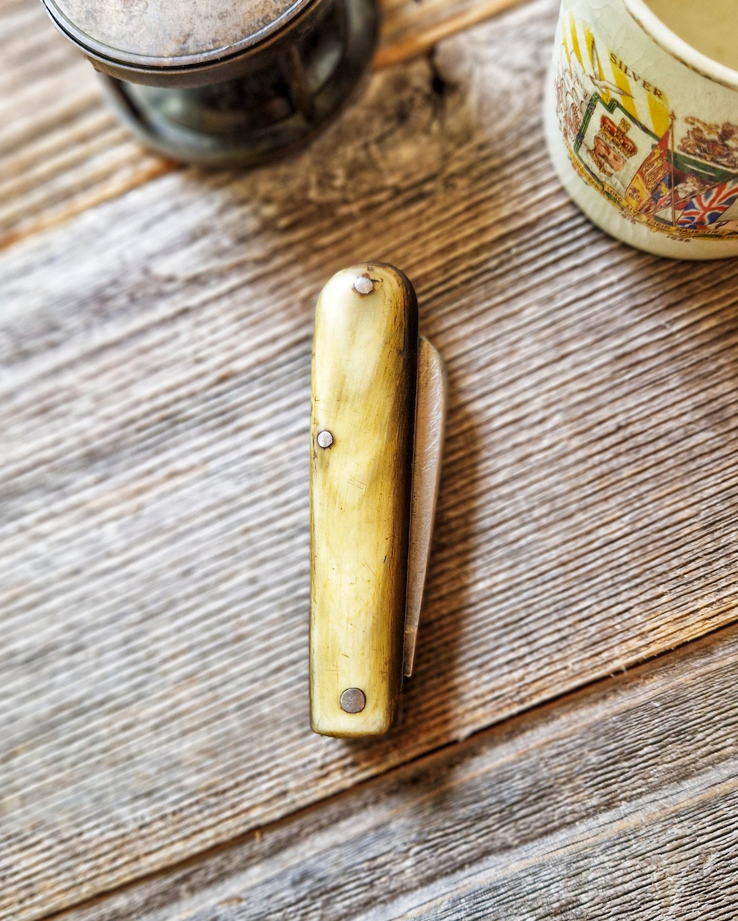 Vintage Pocket Knife by Rowbotham, Sheffield c. 1925-1940 | English Bone-Handled Loom Knife