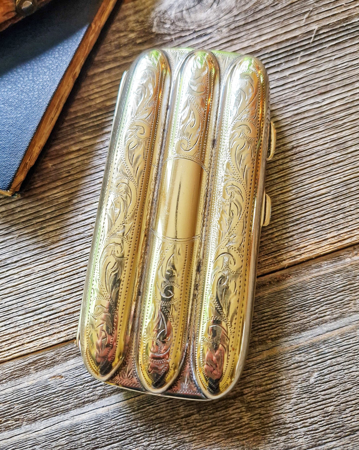 Antique English Silver-Plate Cigar Case c. 1895-1915 | Edwardian Tobacciana