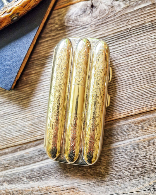 Antique English Silver-Plate Cigar Case c. 1895-1915 | Edwardian Tobacciana