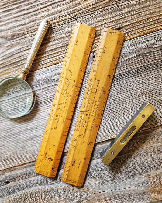 Rare Pair of Barrodale Drawing-Code Rulers c. 1890-1915 | Victorian Boxwood Drafting Instruments