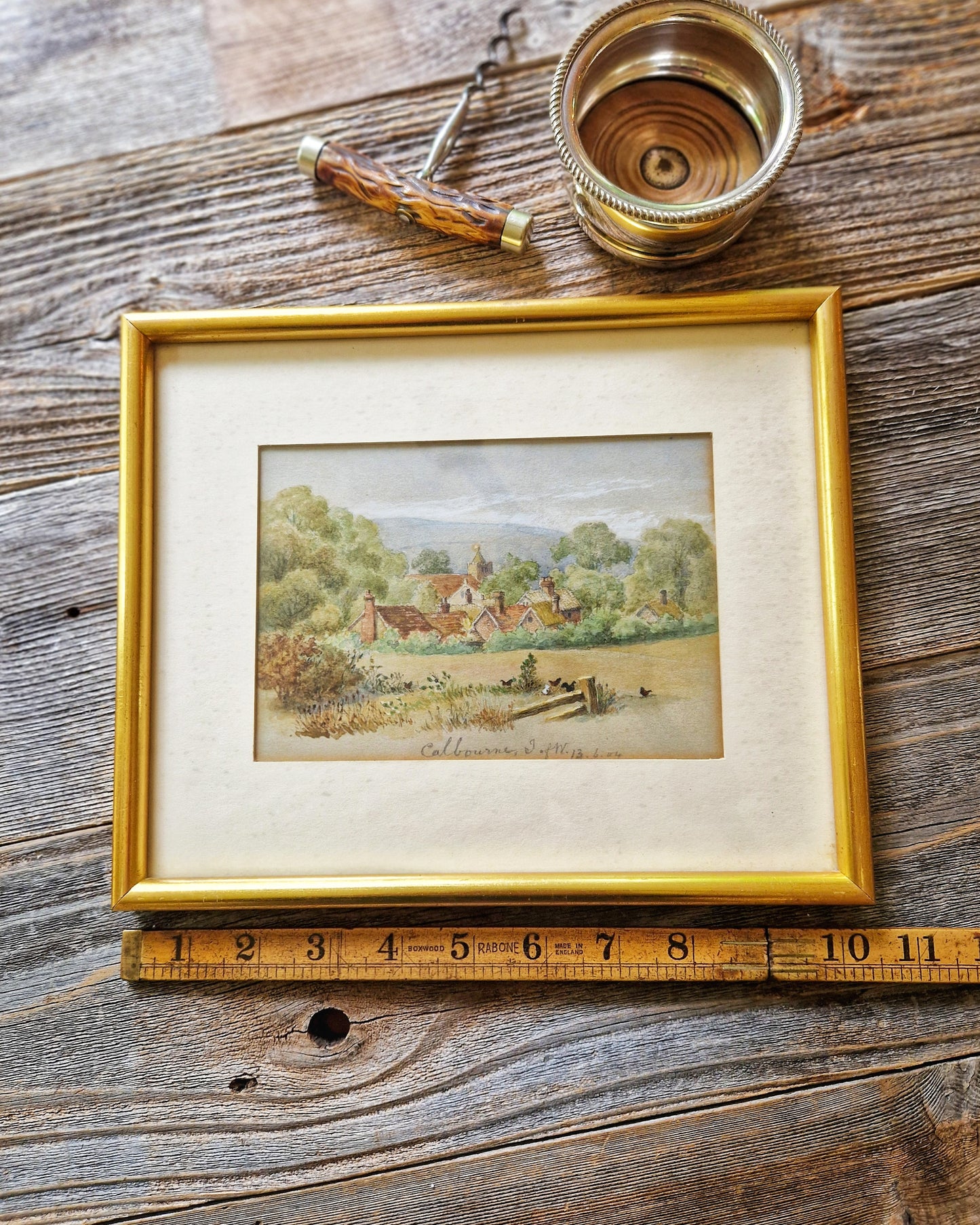 Edwardian 1904 Watercolor Painting in 8-1/2 x 10-1/4 Frame | Antique English Landscape Art