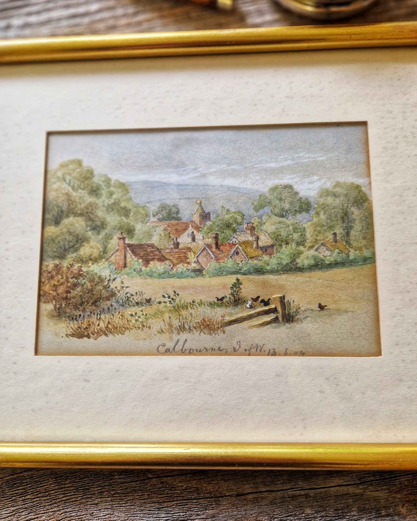 Edwardian 1904 Watercolor Painting in 8-1/2 x 10-1/4 Frame | Antique English Landscape Art