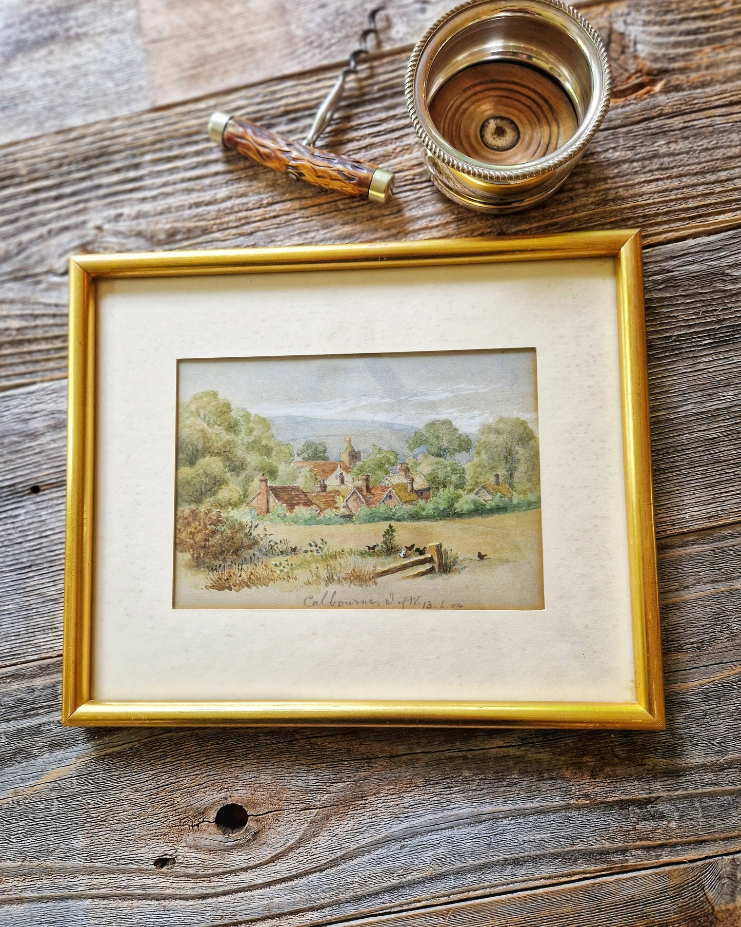 Edwardian 1904 Watercolor Painting in 8-1/2 x 10-1/4 Frame | Antique English Landscape Art