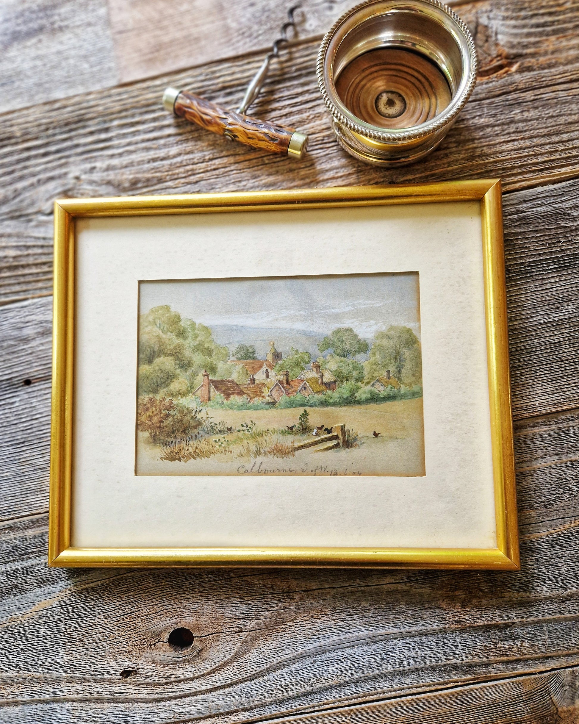Edwardian 1904 Watercolor Painting in 8-1/2 x 10-1/4 Frame | Antique English Landscape Art