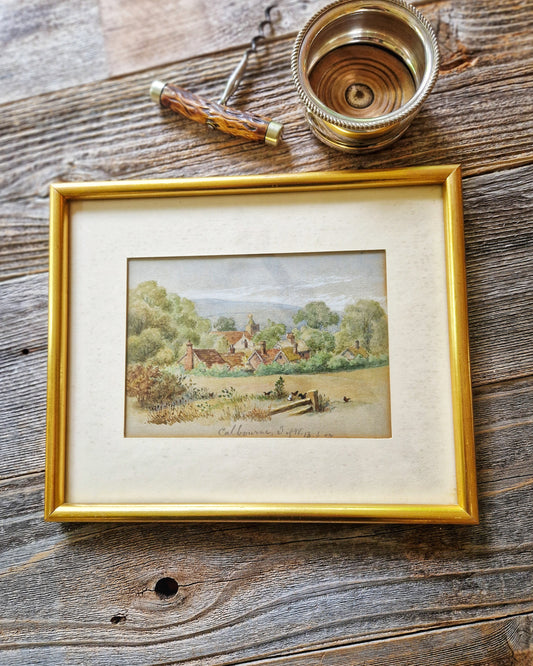 Edwardian 1904 Watercolor Painting in 8-1/2 x 10-1/4 Frame | Antique English Landscape Art