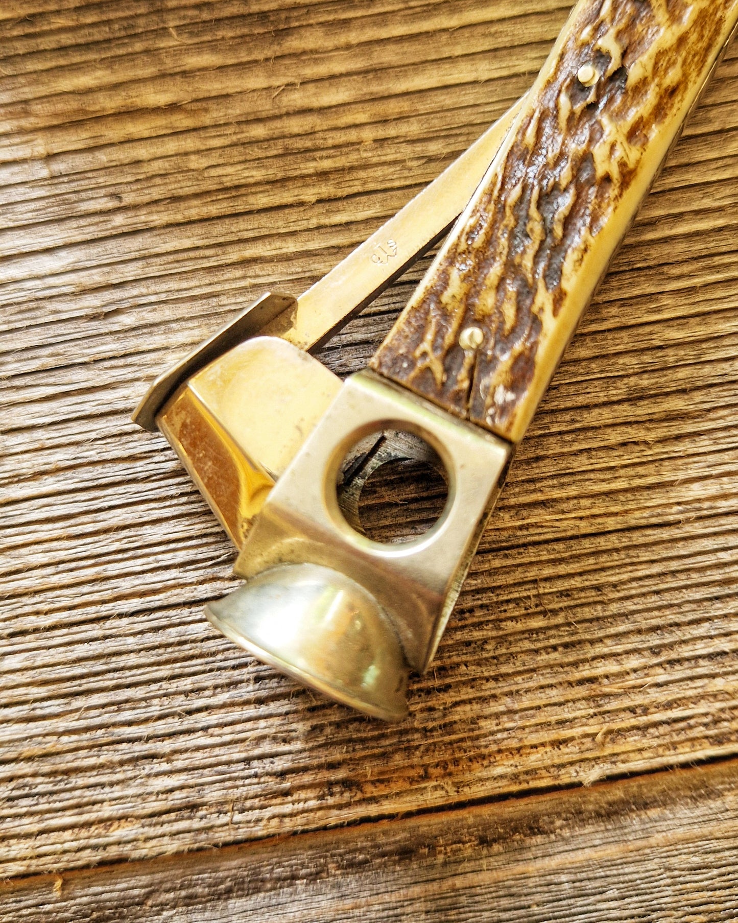 Vintage German Stag-Handled Cigar Cutter c. 1950-1970 | Mid-Century Tobacciana