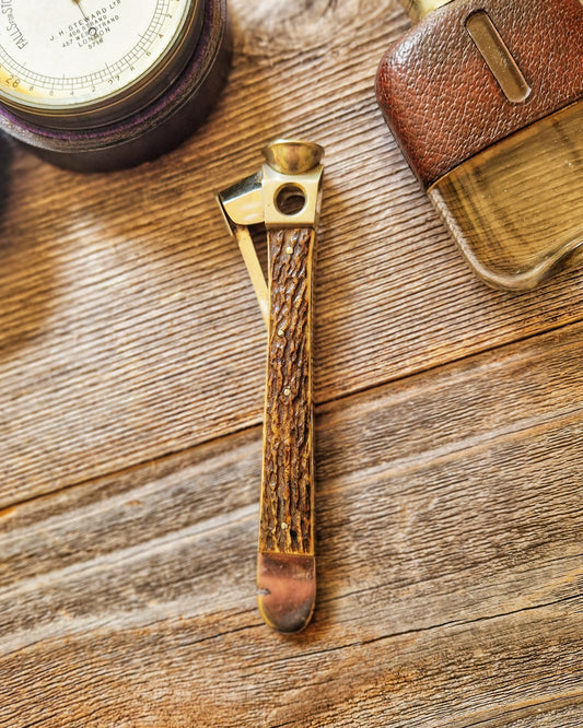Vintage German Stag-Handled Cigar Cutter c. 1950-1970 | Mid-Century Tobacciana