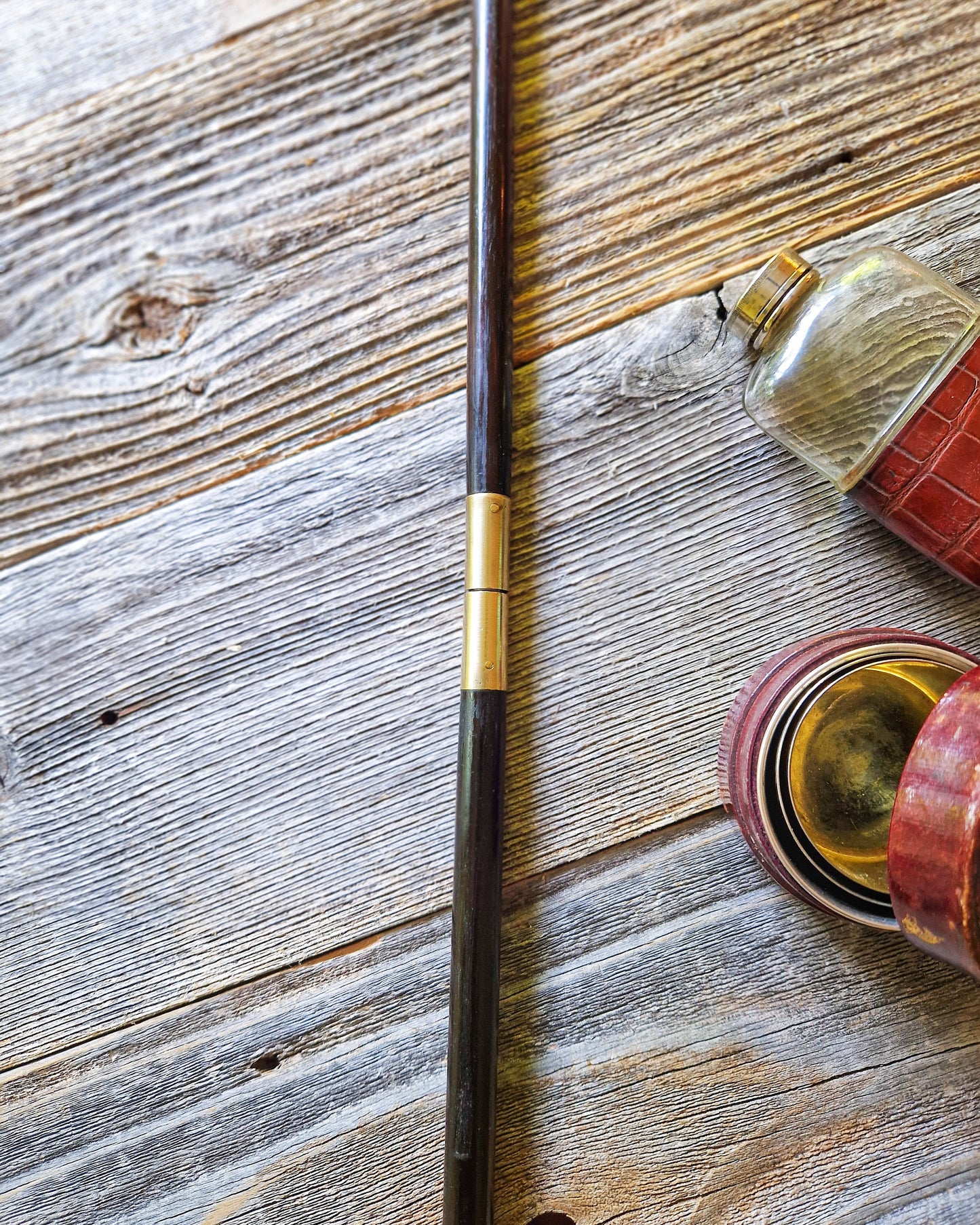 Antique English Two-Piece Gun Cleaning Rod c. 1900-1925 | Hardwood & Brass Sporting Accessory