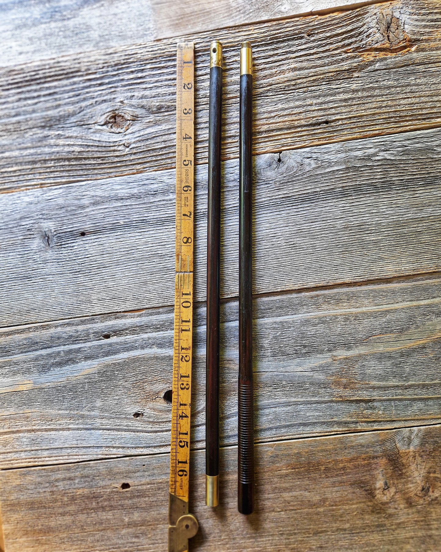 Antique English Two-Piece Gun Cleaning Rod c. 1900-1925 | Hardwood & Brass Sporting Accessory