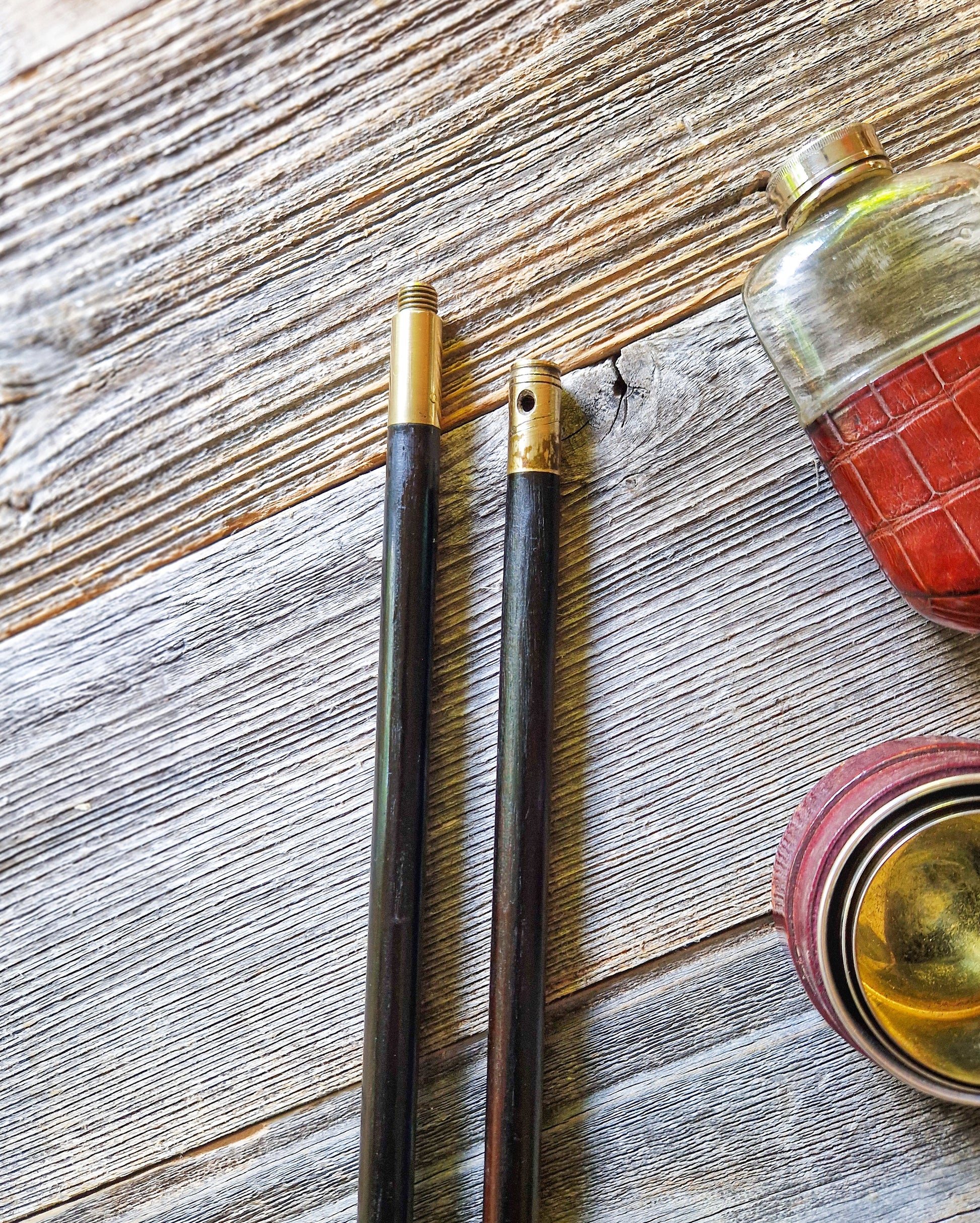 Antique English Two-Piece Gun Cleaning Rod c. 1900-1925 | Hardwood & Brass Sporting Accessory