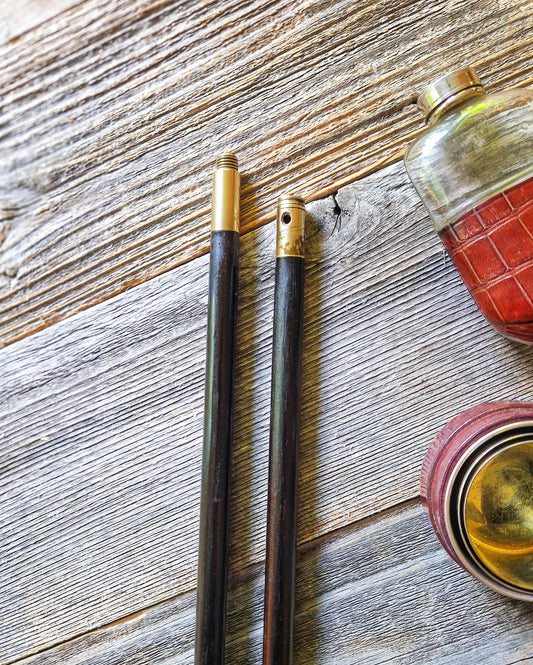 Antique English Two-Piece Gun Cleaning Rod c. 1900-1925 | Hardwood & Brass Sporting Accessory