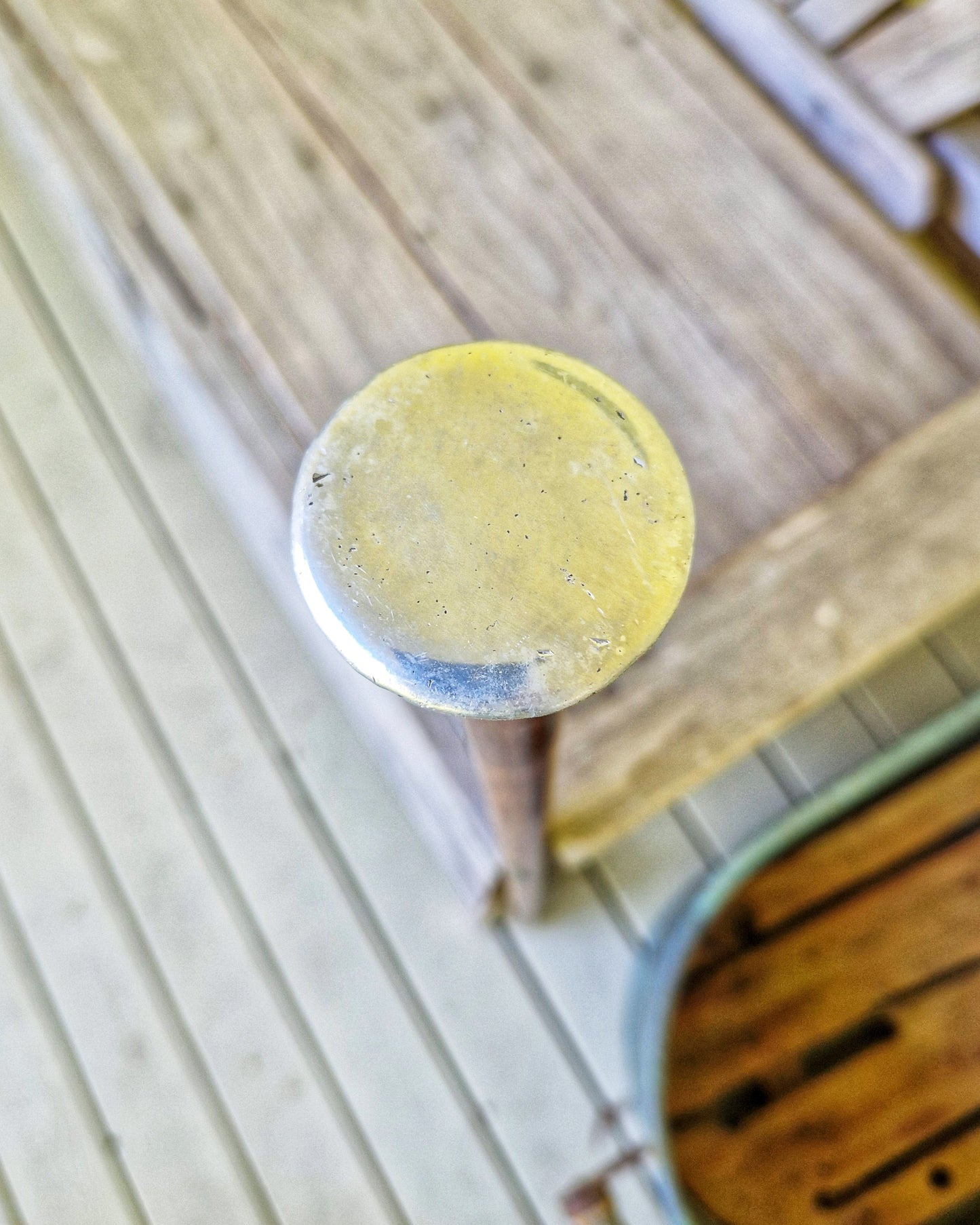 Antique English Walking Cane with Flared Pommel, White Metal Cap c. 1890-1915