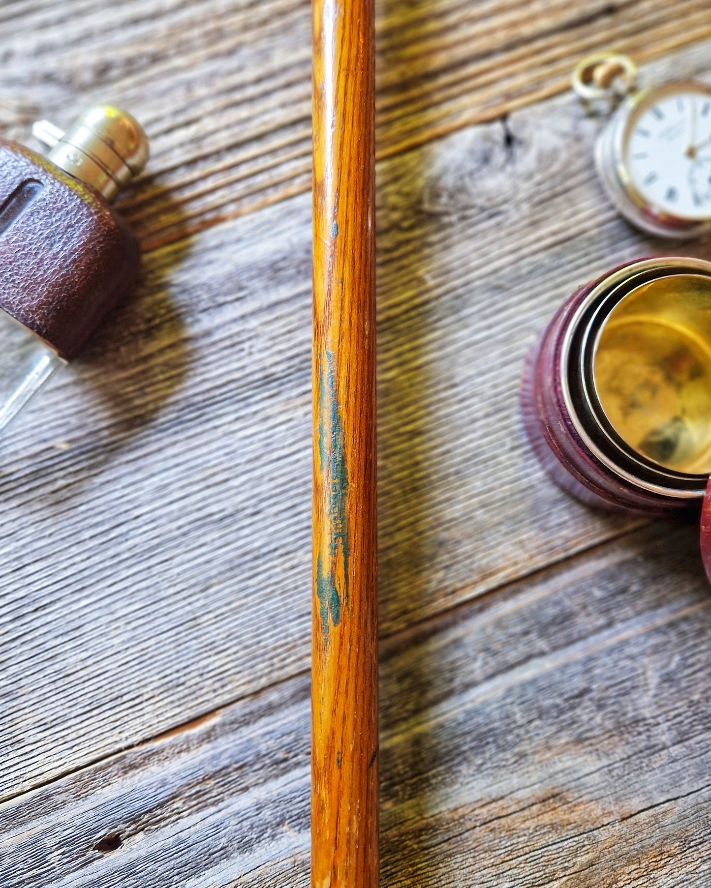 Antique English Walking Cane with Flared Pommel, White Metal Cap c. 1890-1915