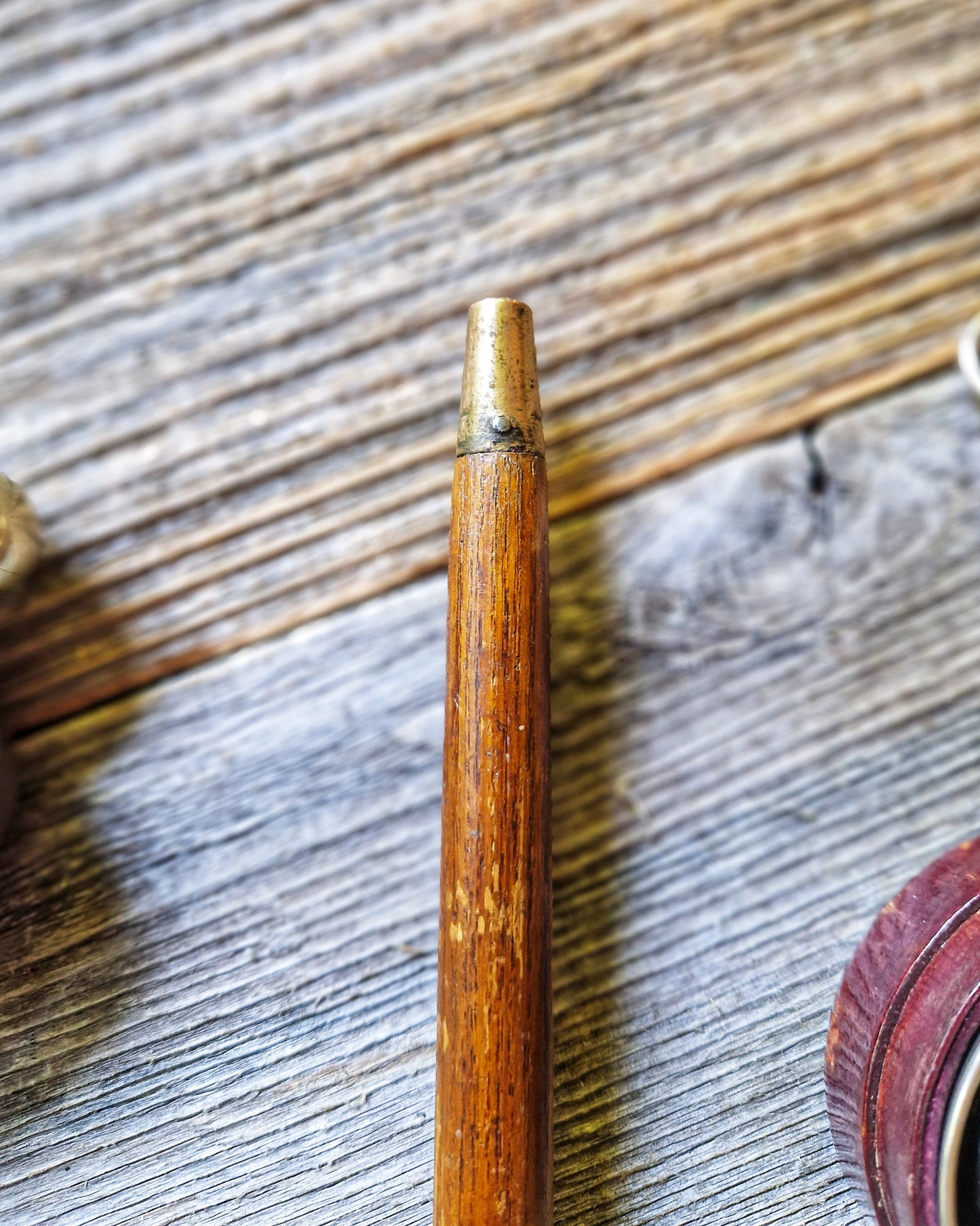 Antique English Walking Cane with Flared Pommel, White Metal Cap c. 1890-1915