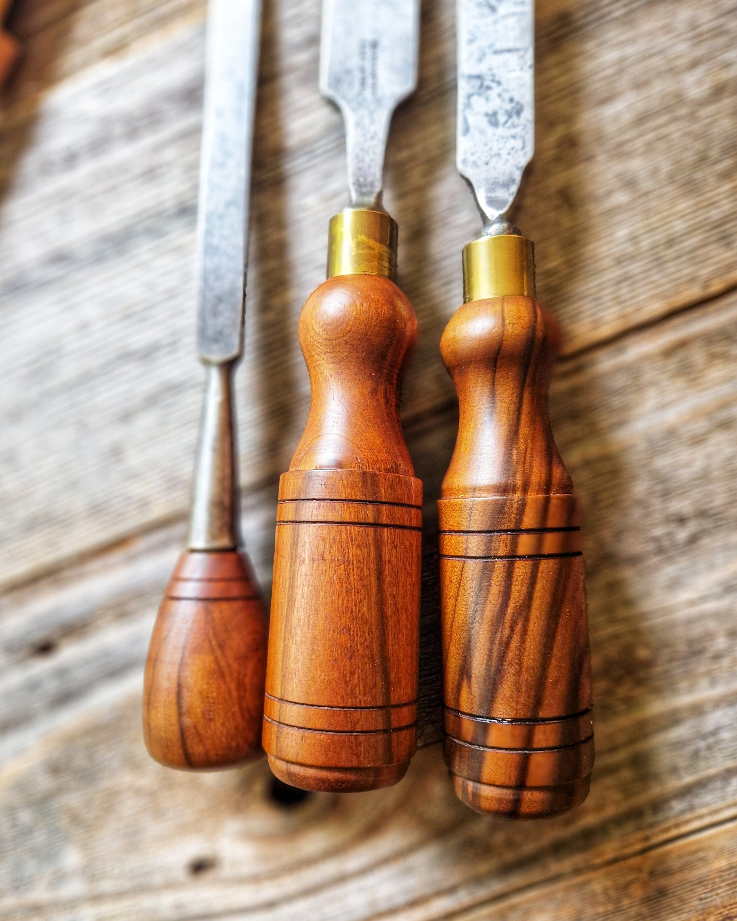 Set of 3 Antique Bevel-Edge Chisels including Newey & Sons, Birmingham | English Woodworking Tools c. 1900-1925