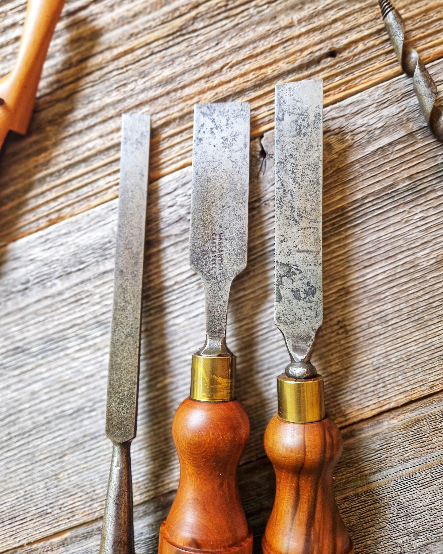 Set of 3 Antique Bevel-Edge Chisels including Newey & Sons, Birmingham | English Woodworking Tools c. 1900-1925