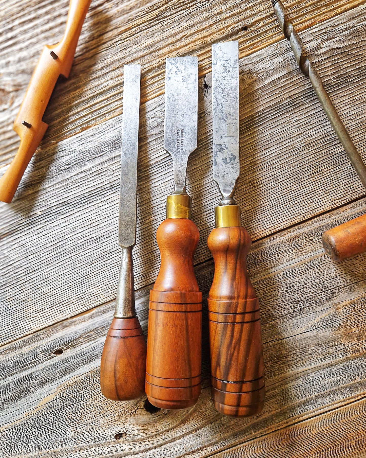 Set of 3 Antique Bevel-Edge Chisels including Newey & Sons, Birmingham | English Woodworking Tools c. 1900-1925