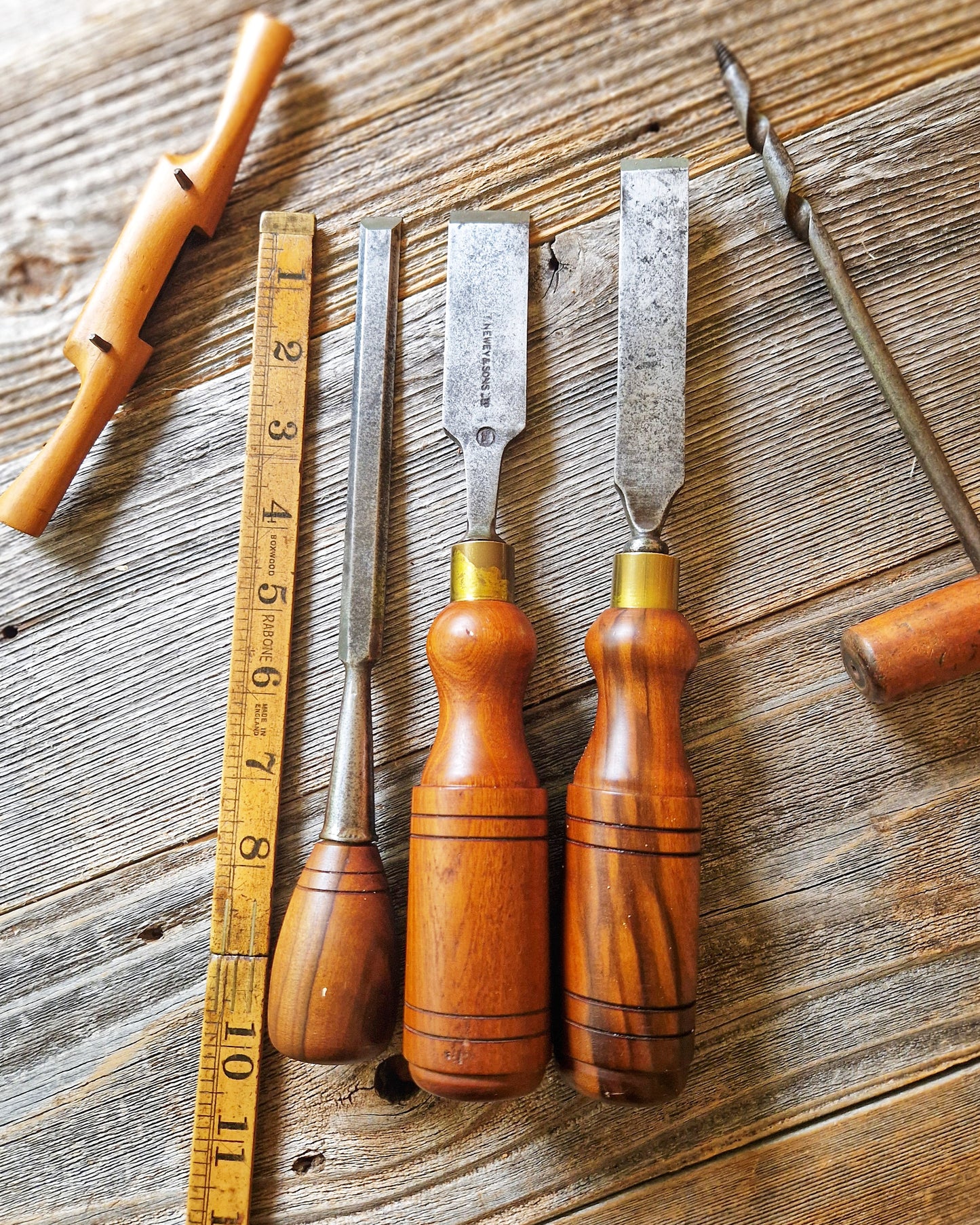 Set of 3 Antique Bevel-Edge Chisels including Newey & Sons, Birmingham | English Woodworking Tools c. 1900-1925