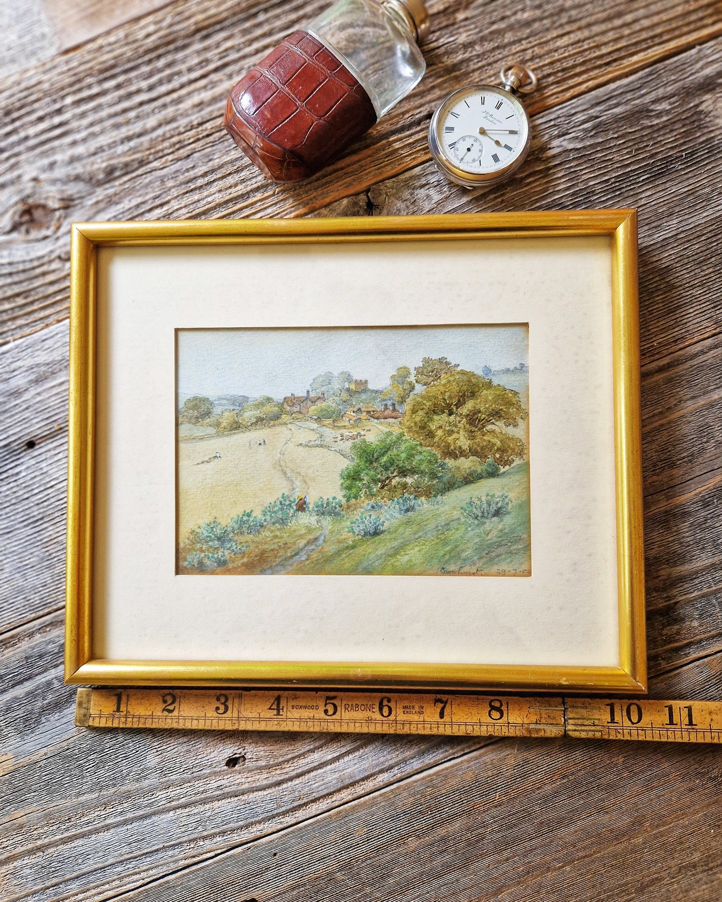 Edwardian Watercolor Painting in 8-1/2 x 10-1/4 Frame | Antique English Landscape Art