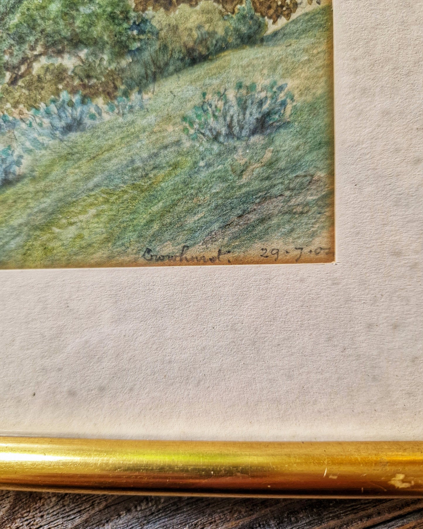 Edwardian Watercolor Painting in 8-1/2 x 10-1/4 Frame | Antique English Landscape Art