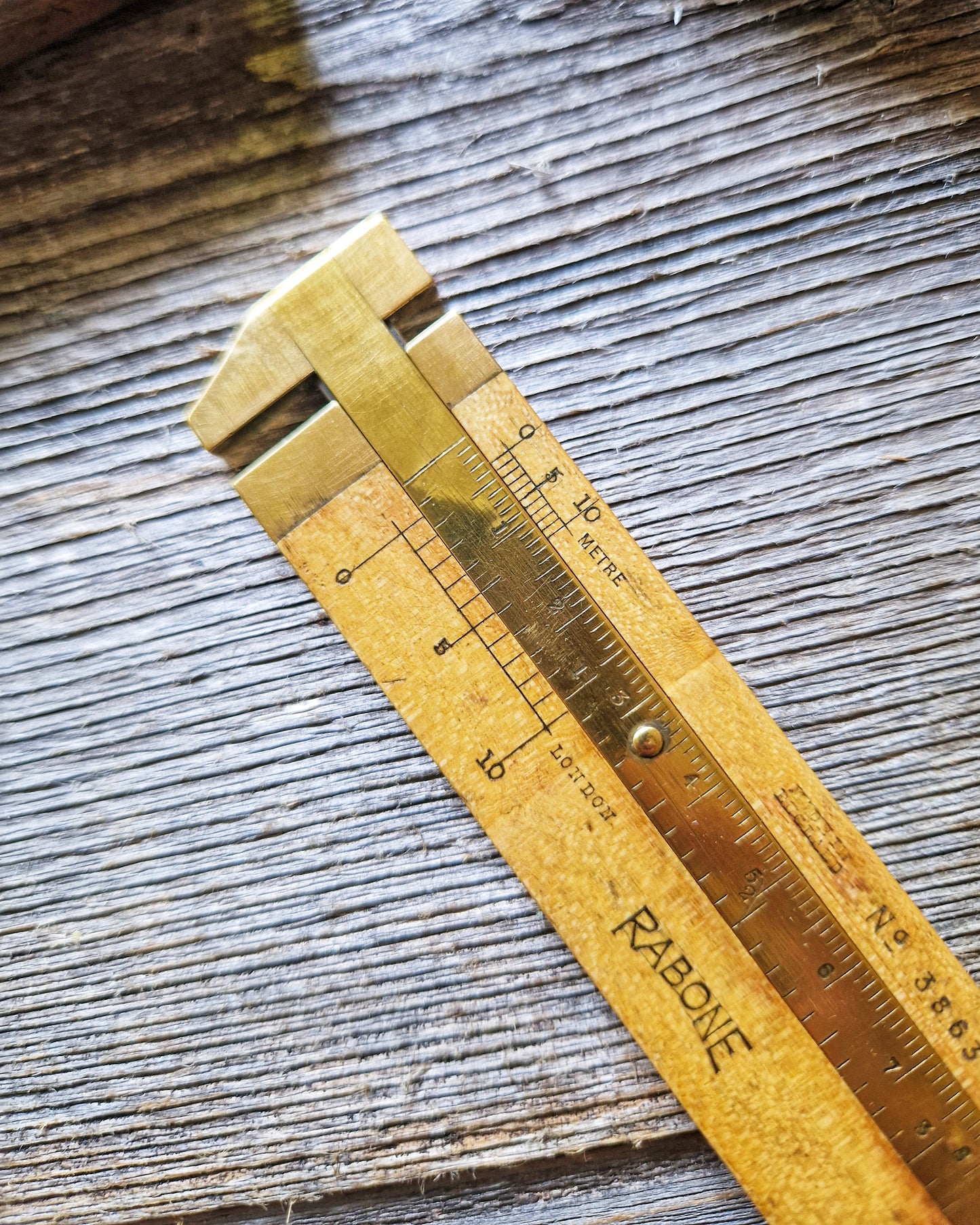 Vintage Rabone Rope Gauge No. 3863 c. 1938-1953 | 4-Inch Boxwood & Brass Caliper Rule