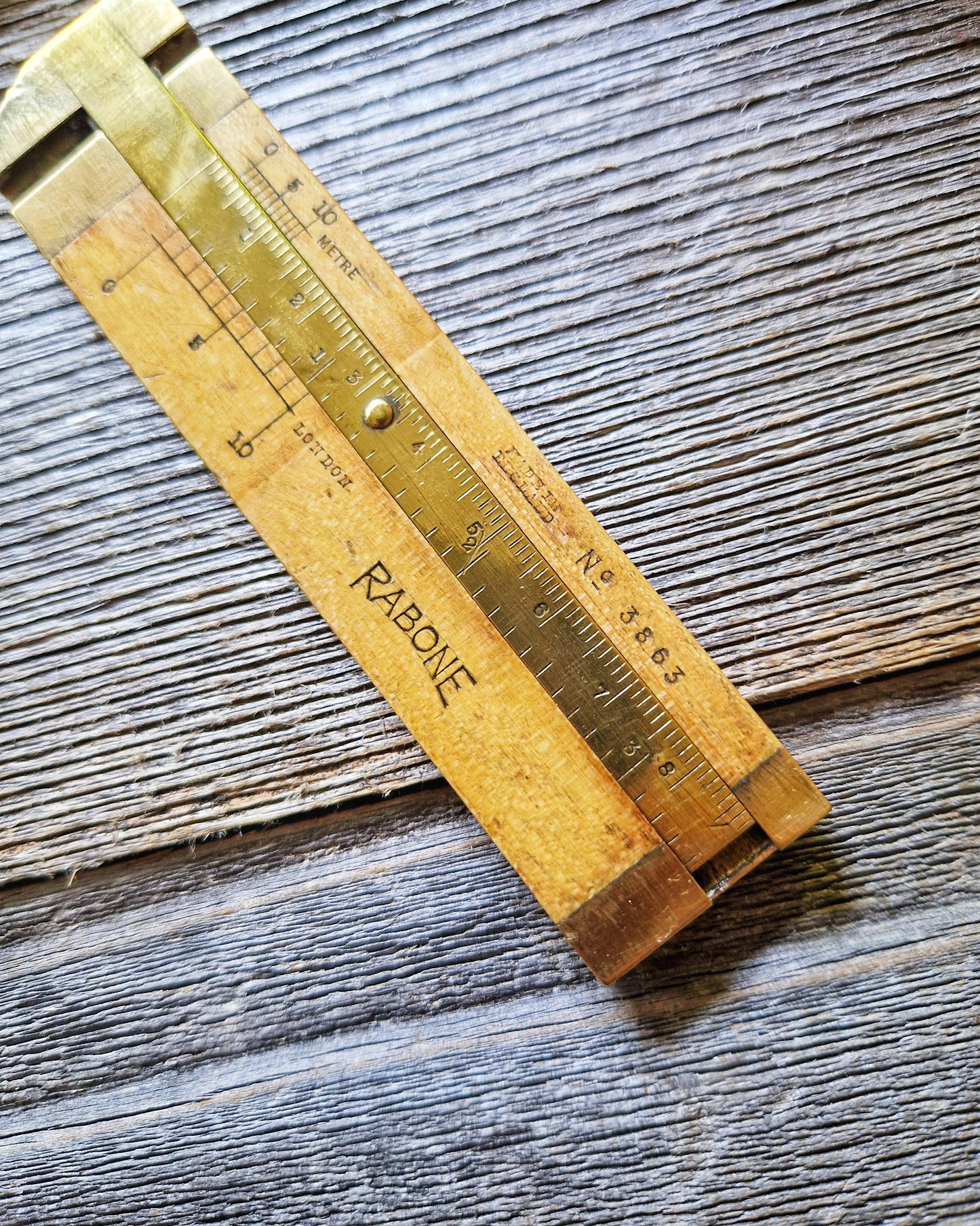 Vintage Rabone Rope Gauge No. 3863 c. 1938-1953 | 4-Inch Boxwood & Brass Caliper Rule