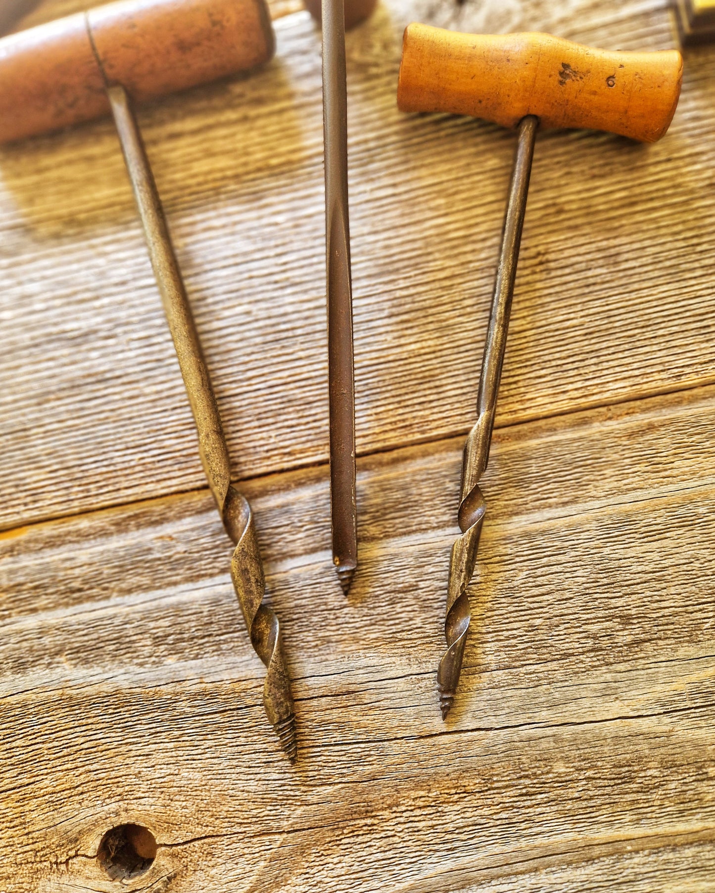 Antique English Hand Gimlets c. 1880-1930 | Set of 3 Vintage Woodworking Tools