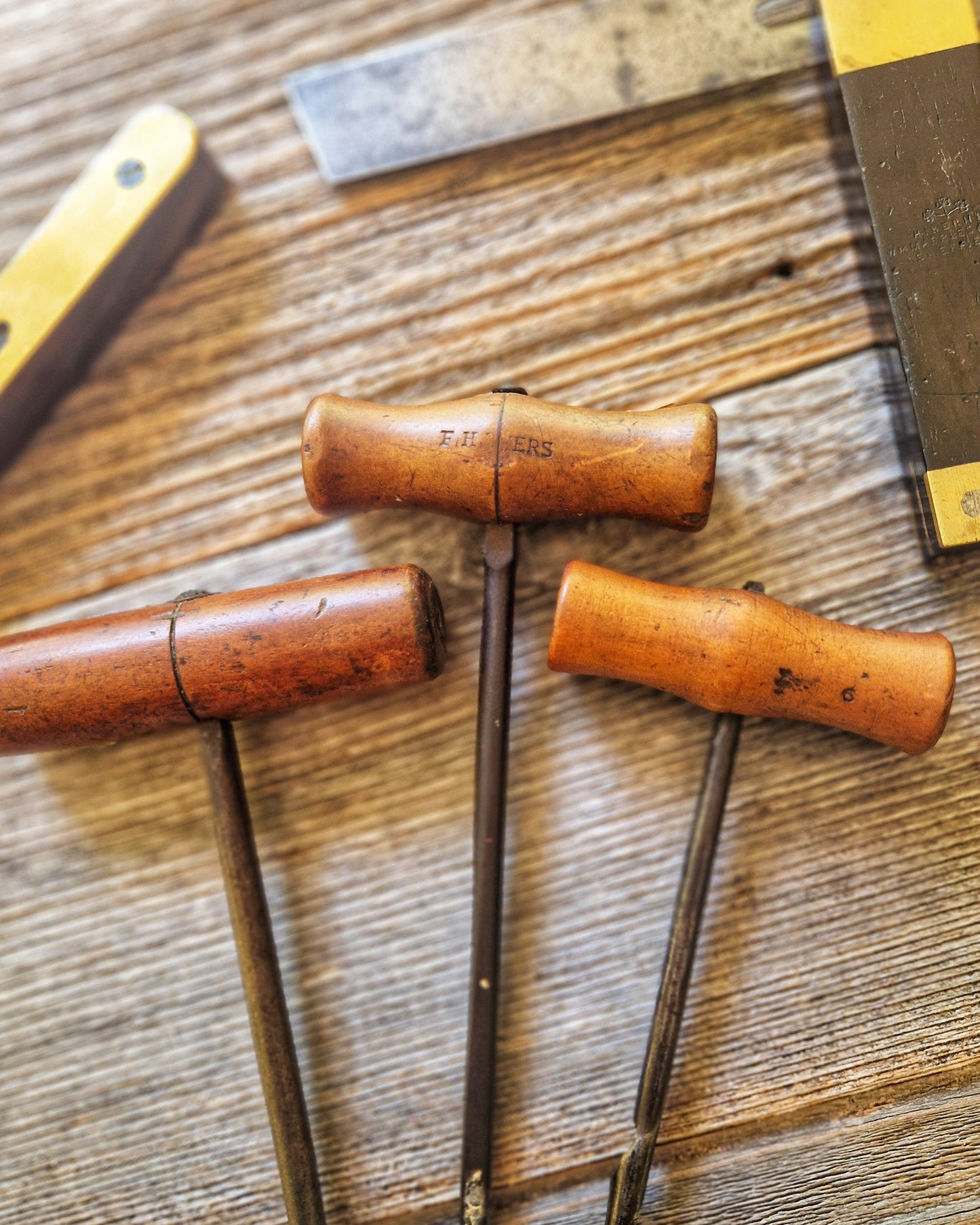 Antique English Hand Gimlets c. 1880-1930 | Set of 3 Vintage Woodworking Tools