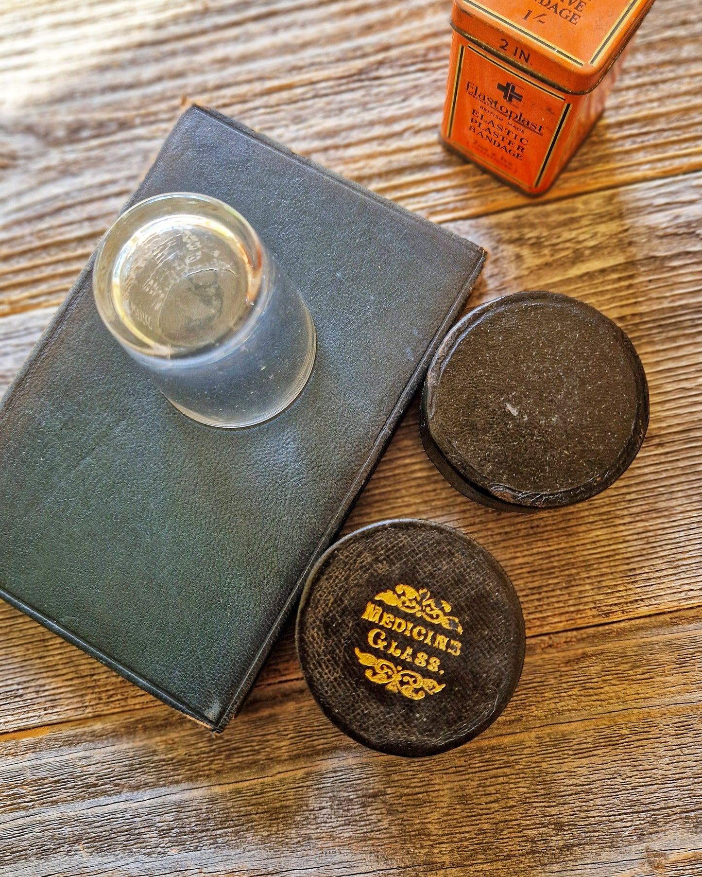 Antique English Medicine Glass in Fitted Case c. 1885-1905 | Hand-Engraved Apothecary Glass