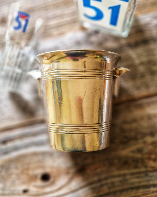 1940s French Silver-Plated Ice Bucket by SOH | Vintage Art Deco Barware 
