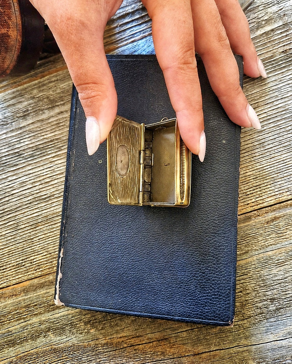 Edwardian Brass Vesta Case in Book Form c. 1902-1910 | Antique English Match Safe