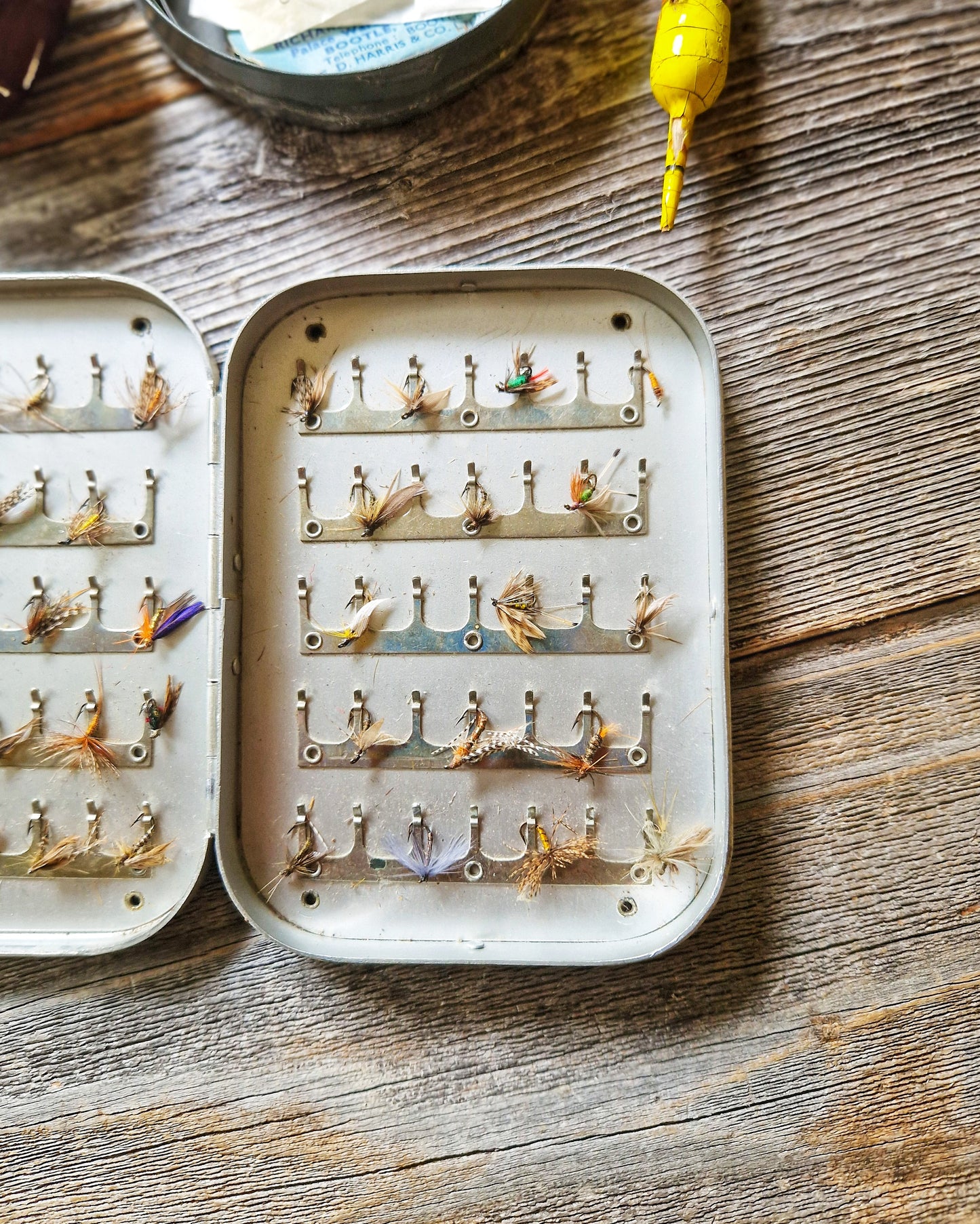 Vintage Wheatley Fly Box Model 1421 with 36 Trout Flies | Silmalloy Case, c. 1960-1975